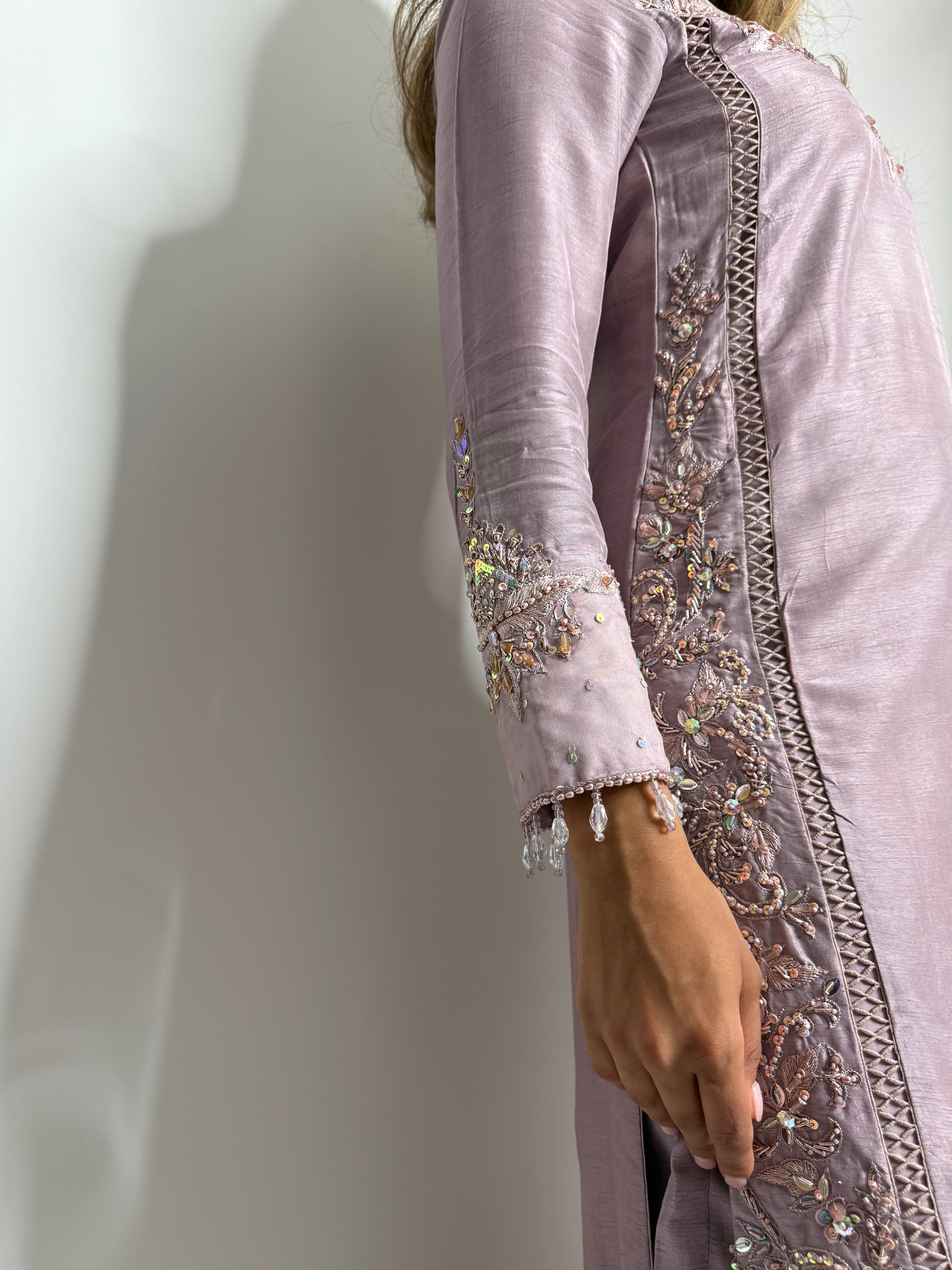 Isolde Mauve Raw Silk Three-Piece
