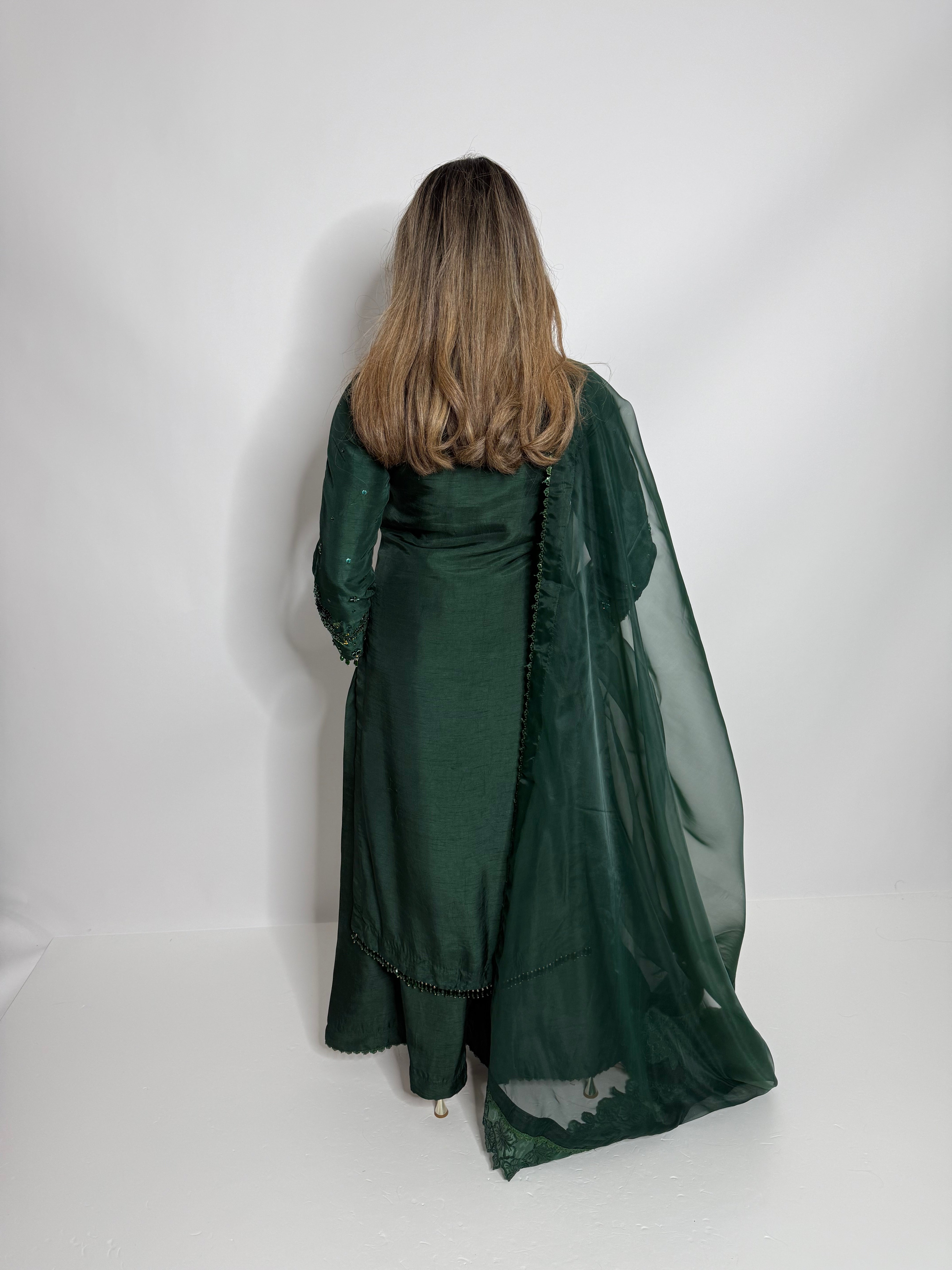 Calira Emerald Raw Silk Three-Piece