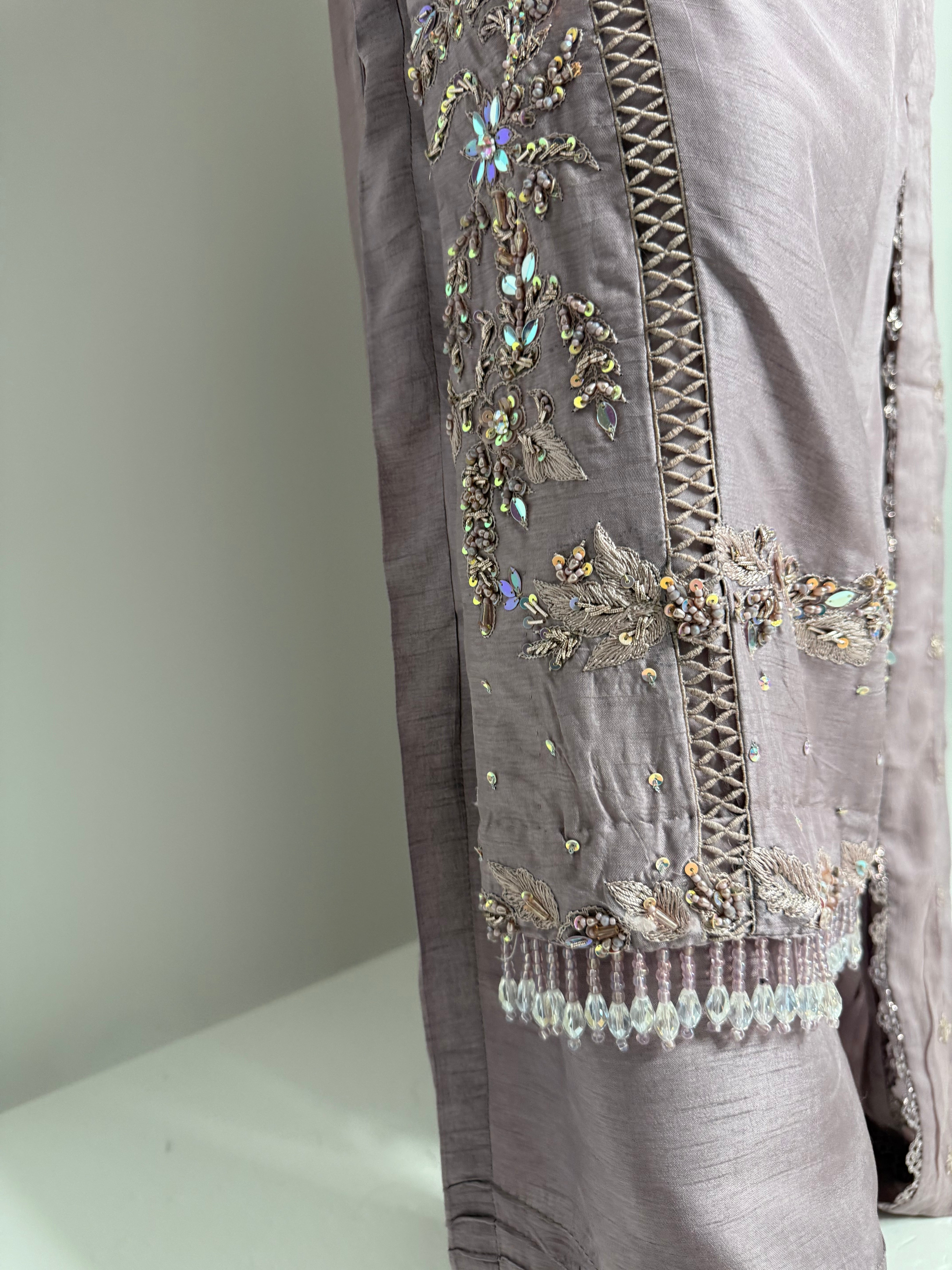 Isolde Mauve Raw Silk Three-Piece