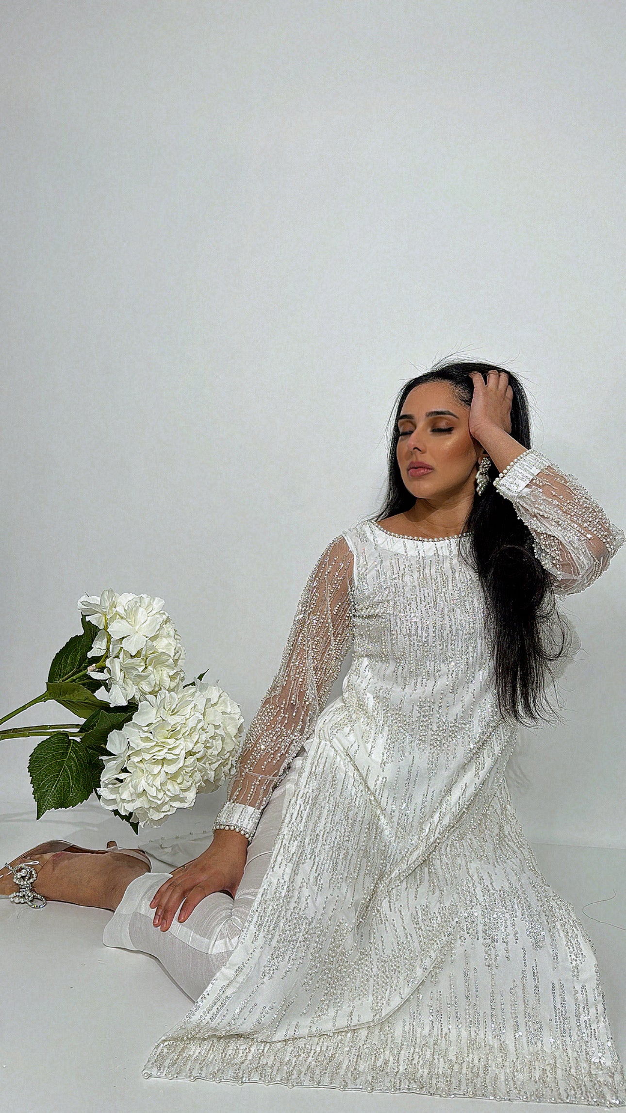 Zareen – White & Silver Hand Embellished Three Piece Set