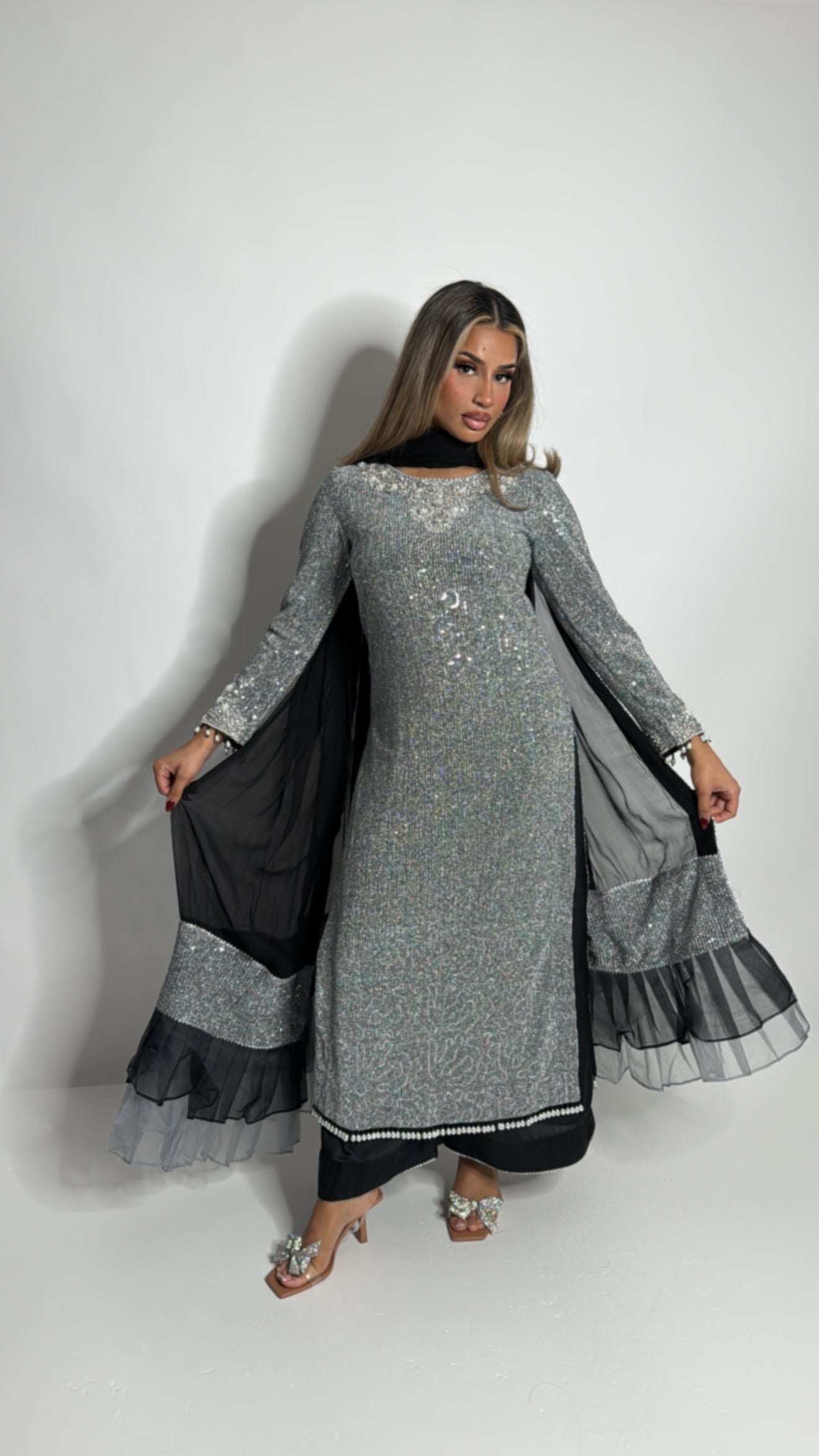 Liora Silver Embellished Three-Piece