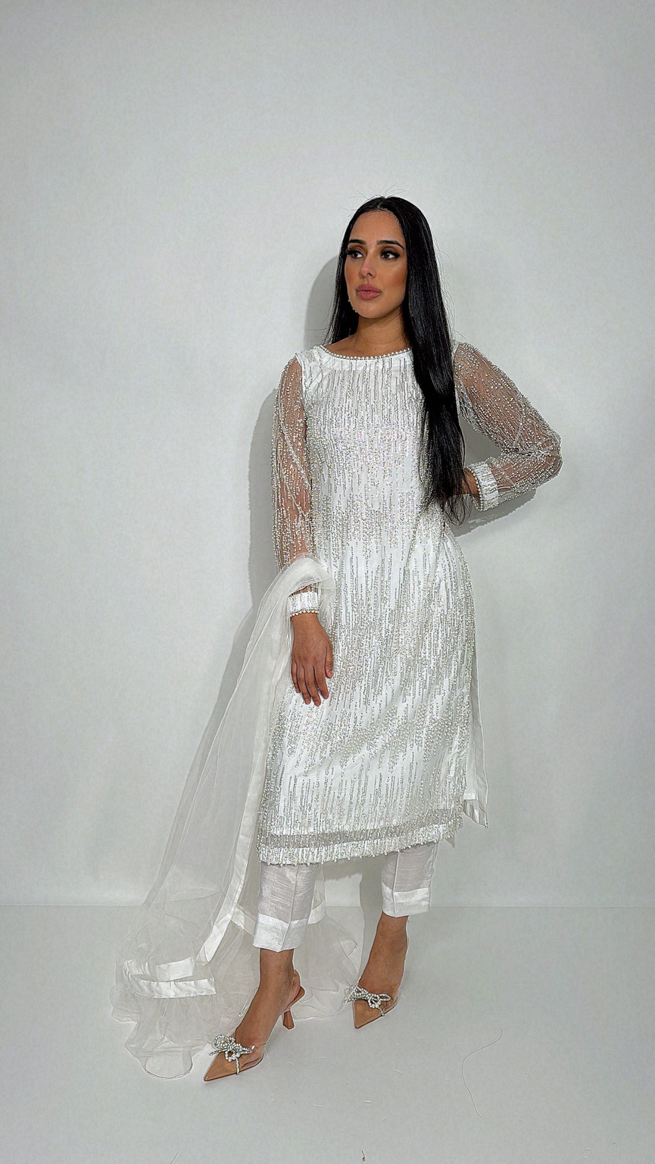 Zareen – White & Silver Hand Embellished Three Piece Set