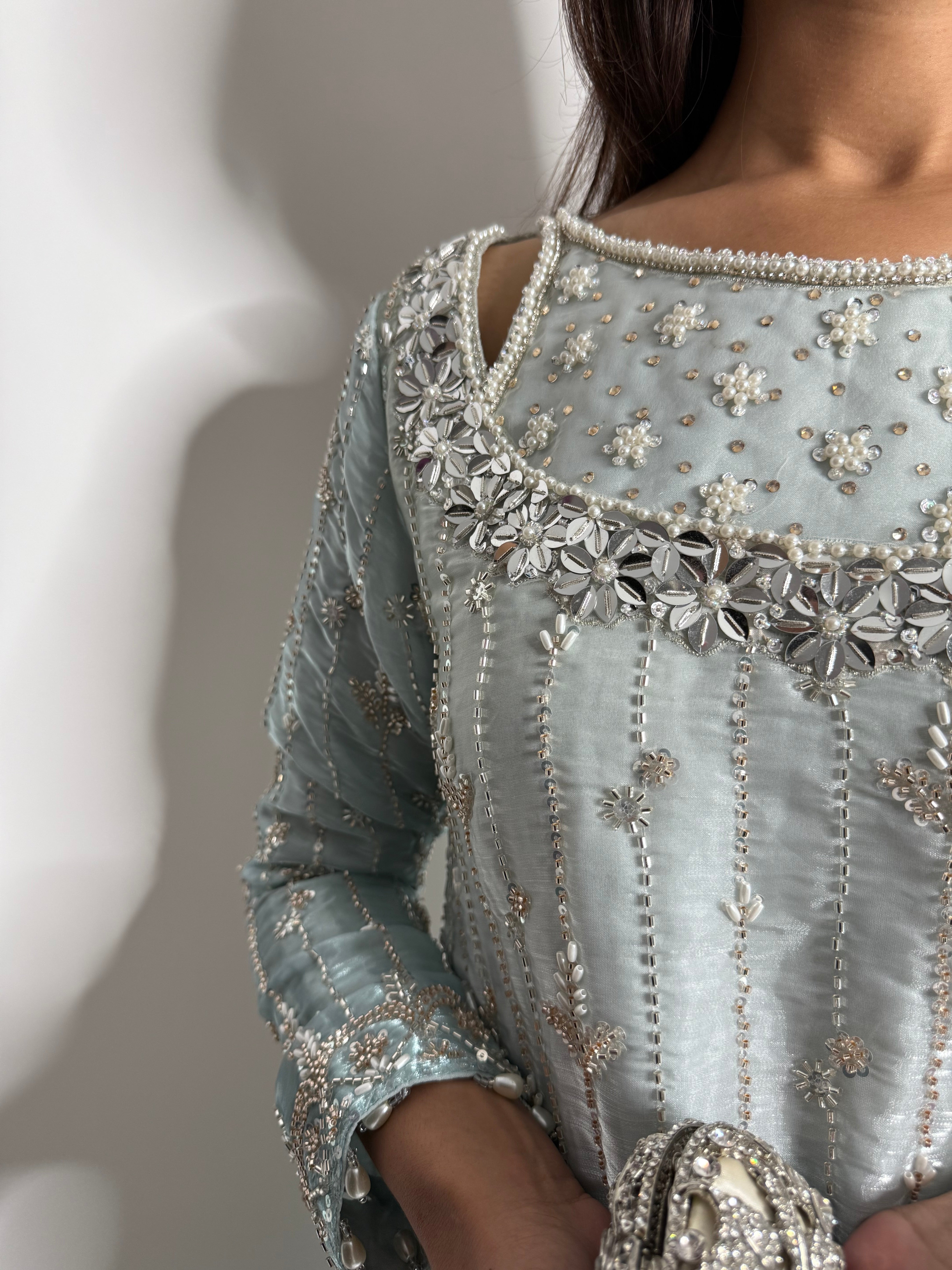 Nayla – Ice Blue Embroidered Pakistani Set