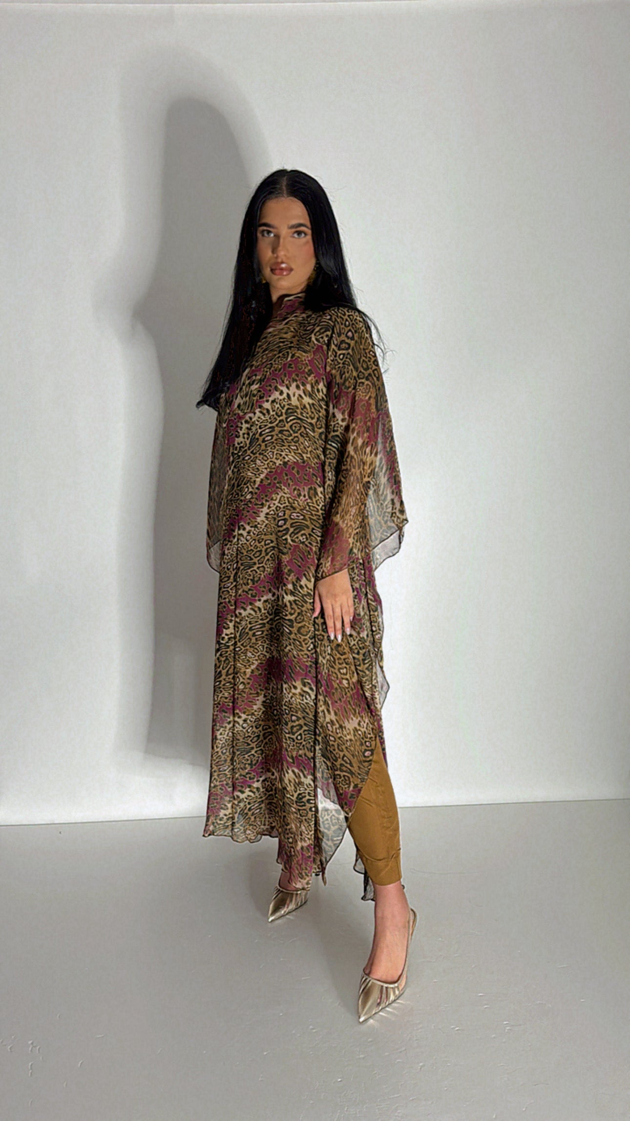 Savara – Purple Animal Print Three Piece Kaftan Set