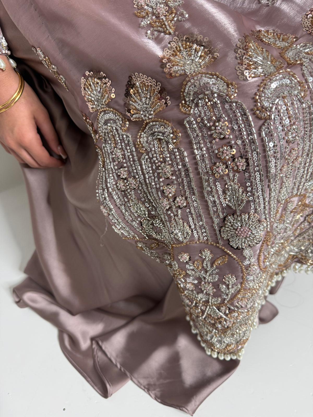 Rosalie Mauve | Luxury Embroidered Silk Sharara Suit