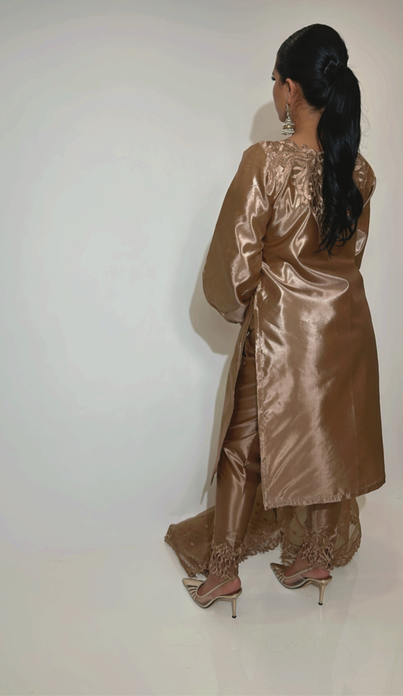 Kim – Bronze Silk Pakistani Three Piece Suit