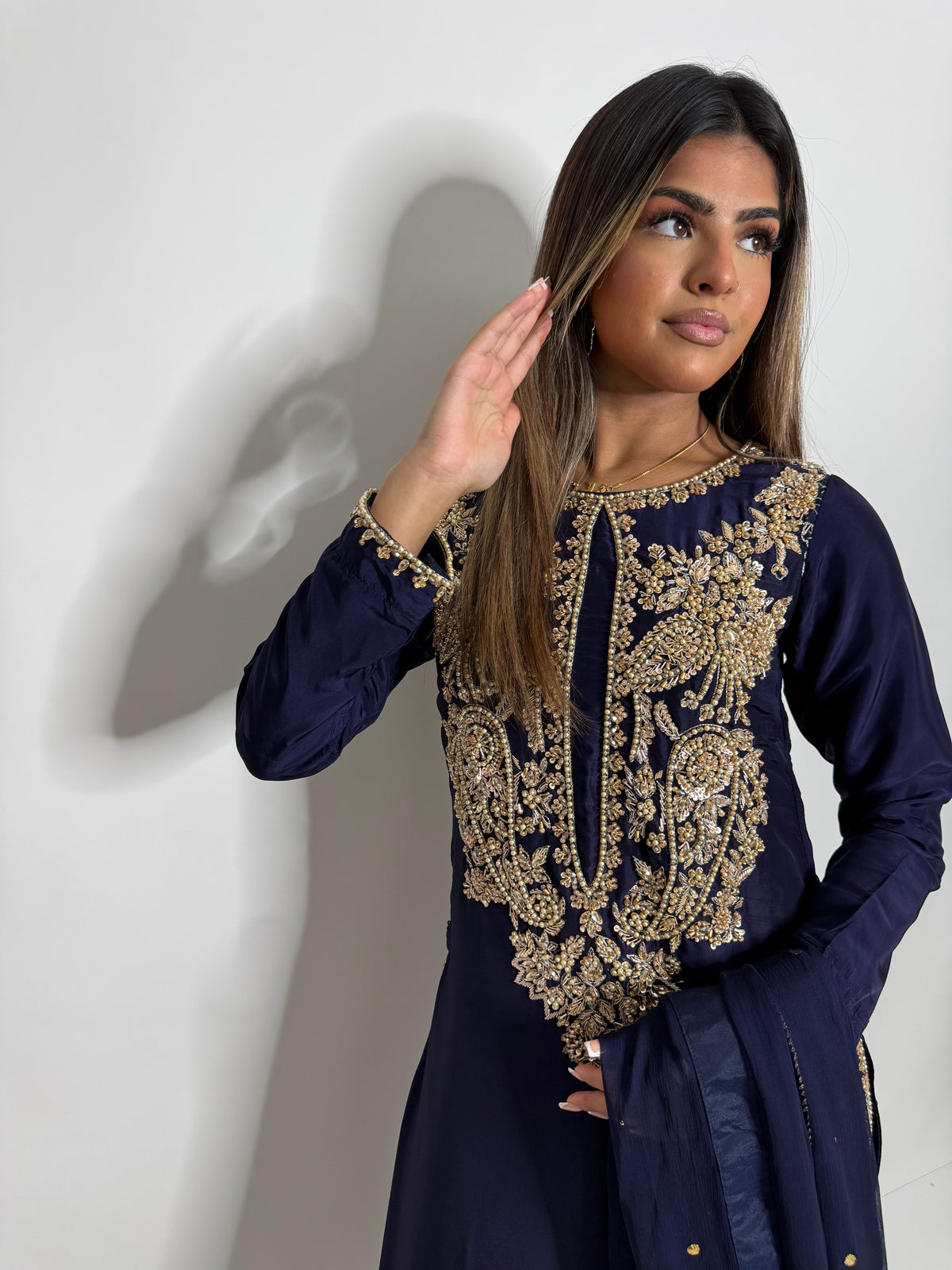 Étoile | Midnight Navy & Gold Embroidered Pakistani Suit