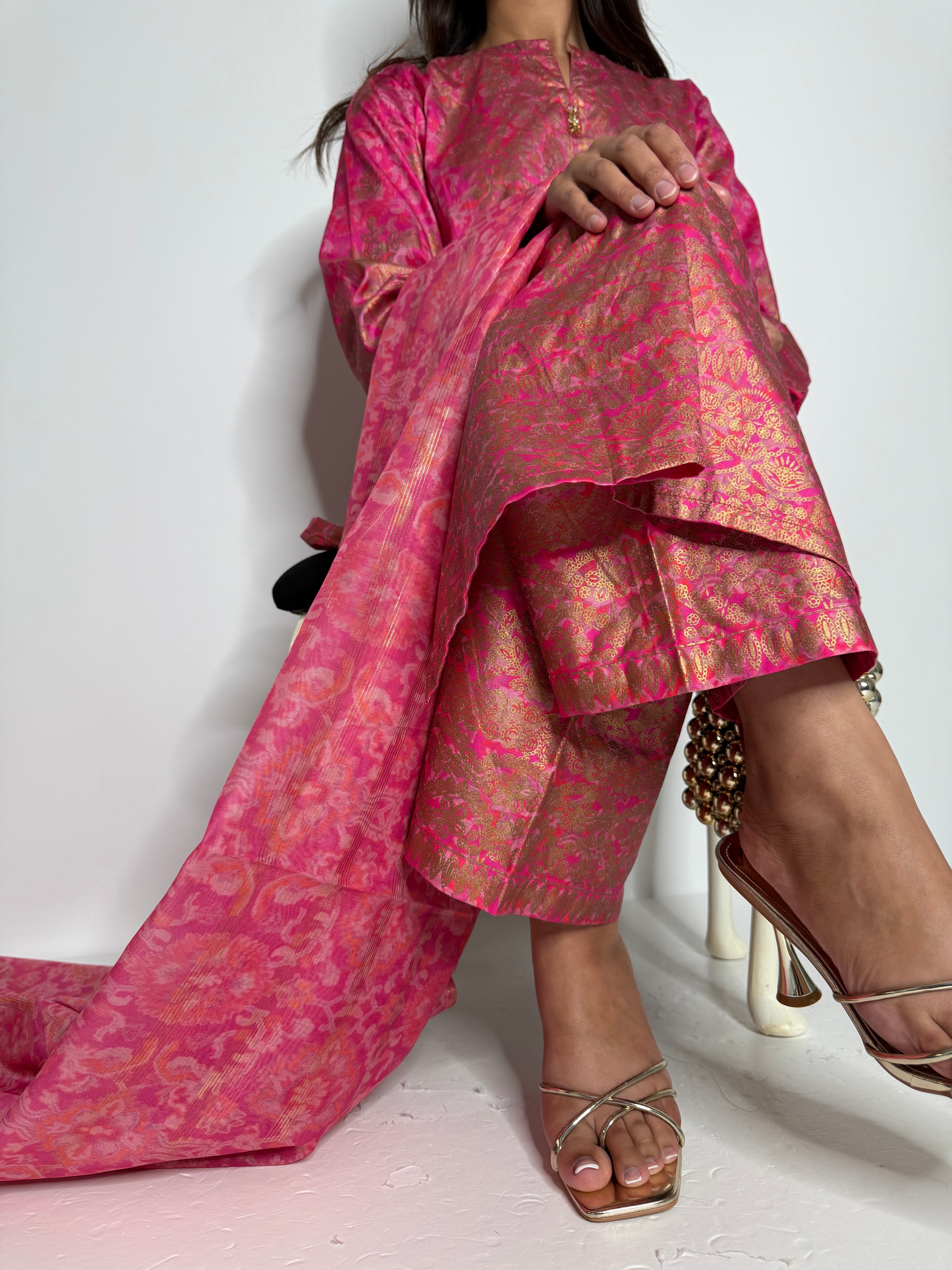 Fuchsia Silk Designer Three-Piece by Limelight