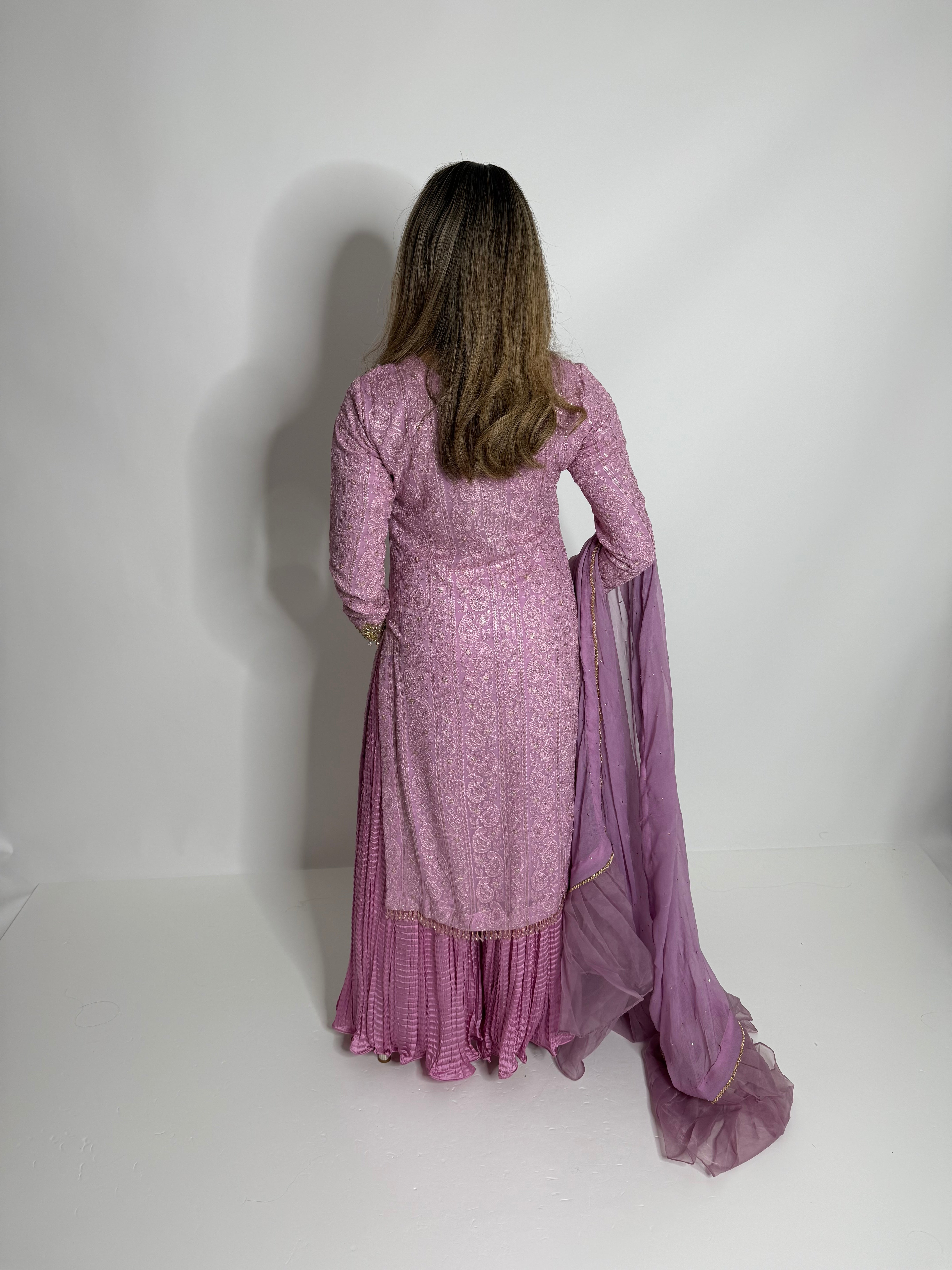 Samaira Blush Chicken-Kari Chiffon Three-Piece