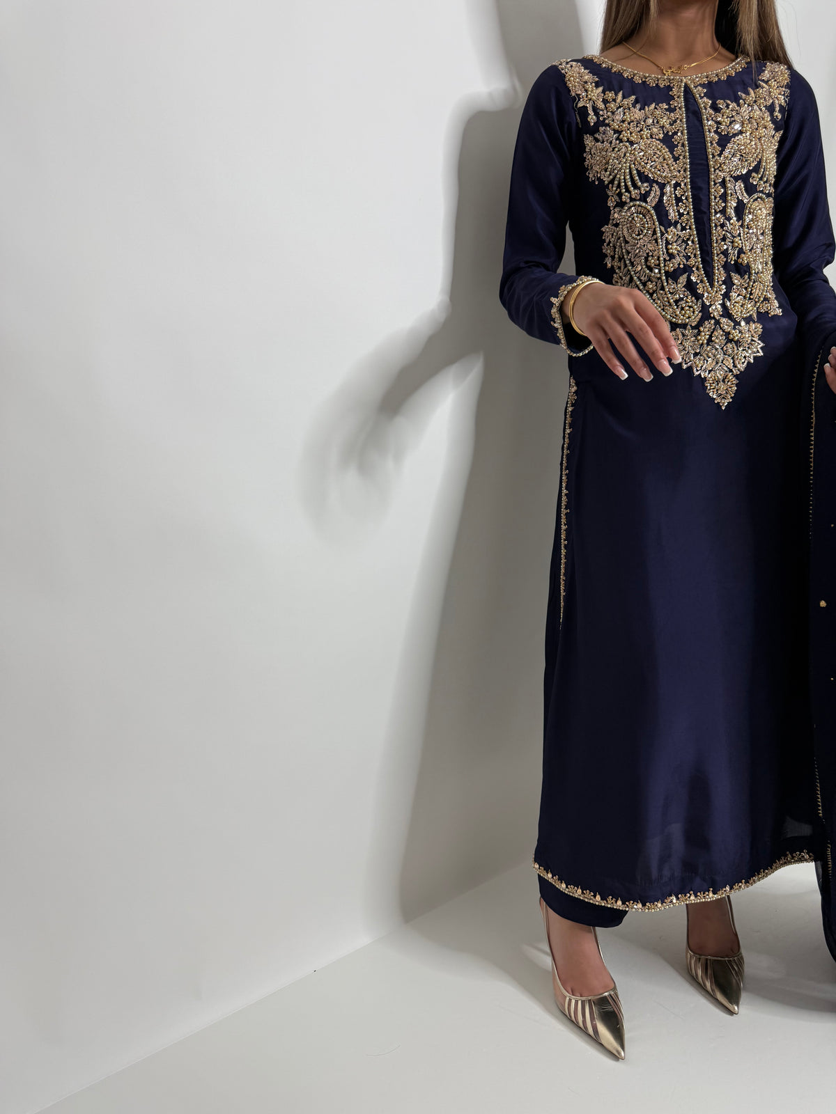 Étoile | Midnight Navy & Gold Embroidered Pakistani Suit