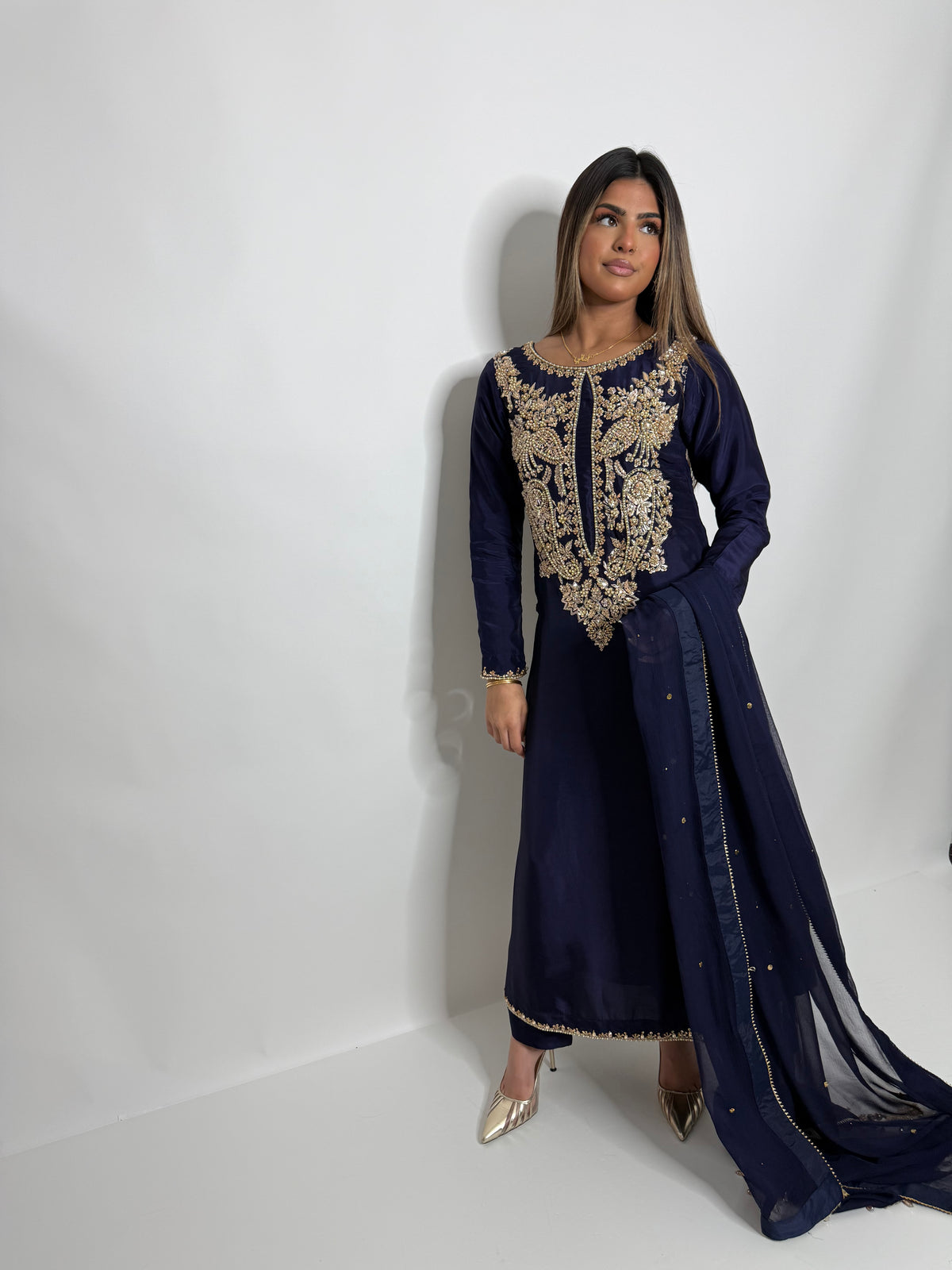 Étoile | Midnight Navy & Gold Embroidered Pakistani Suit