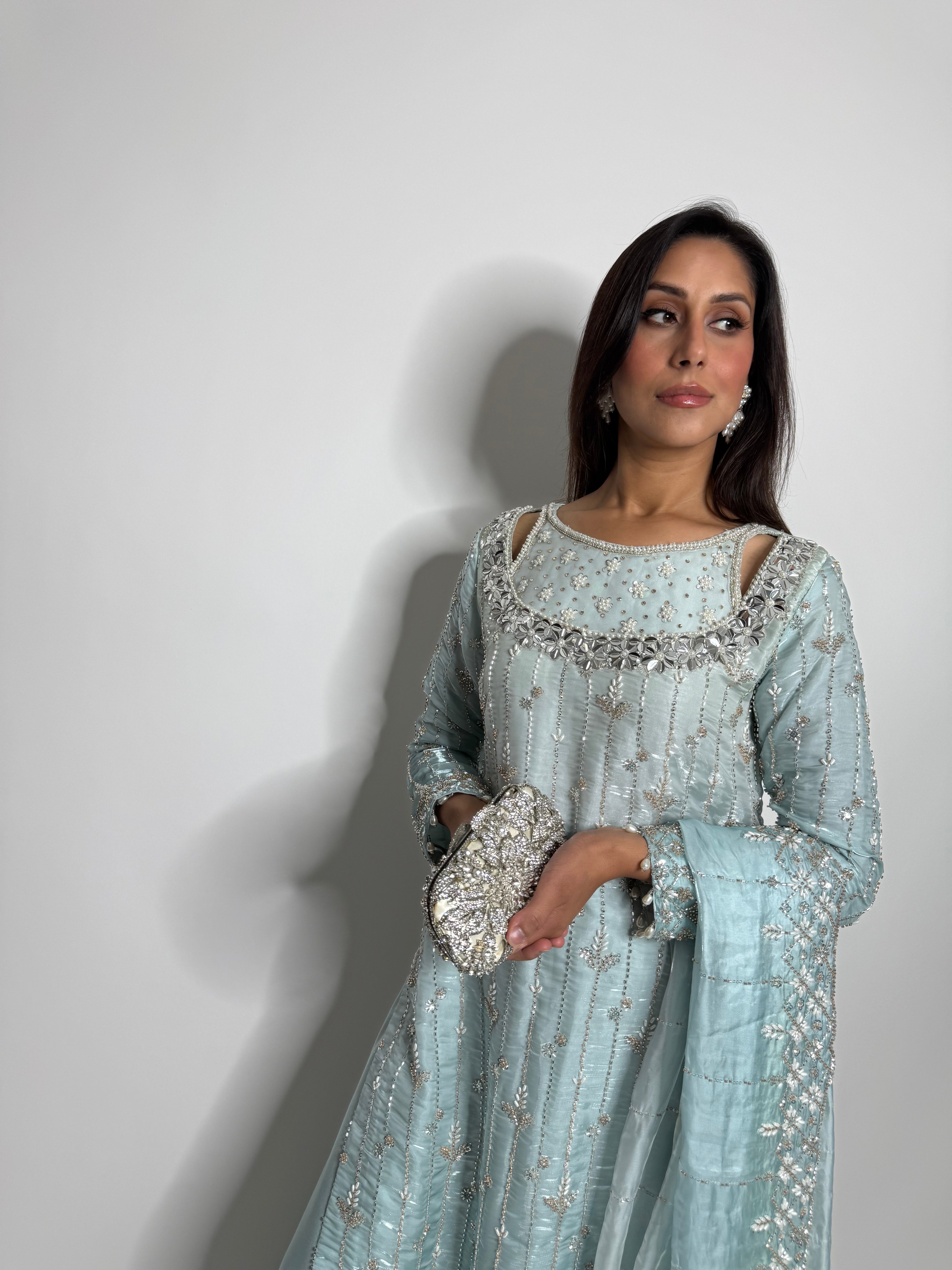 Nayla – Ice Blue Embroidered Pakistani Set
