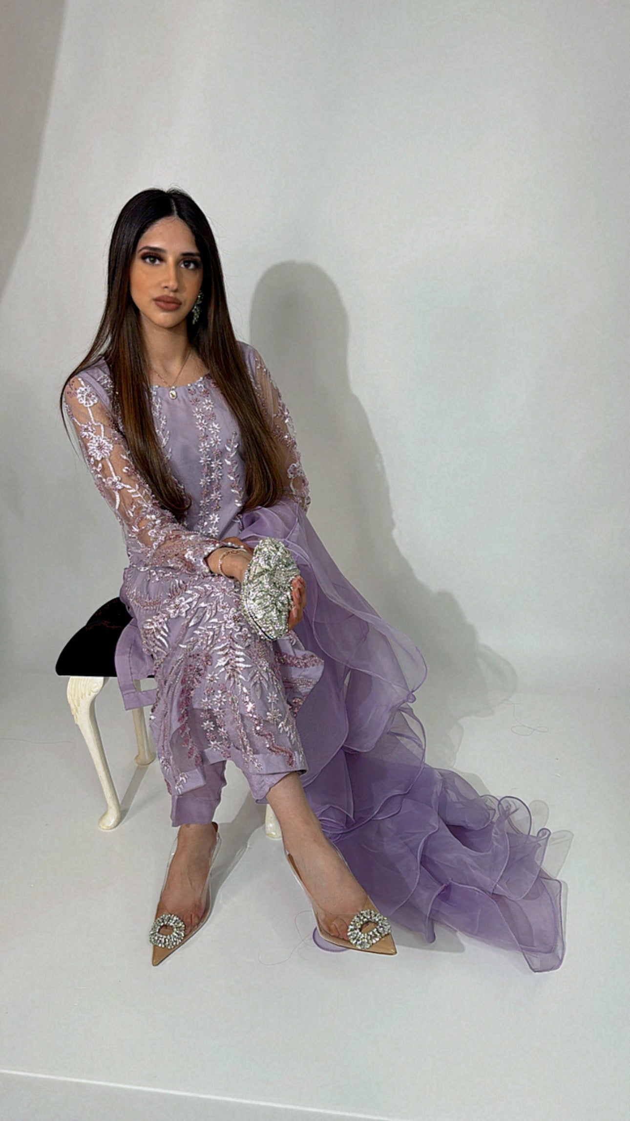 Adeela – Lilac Cut Dana & Sequin Embellished Three Piece Suit