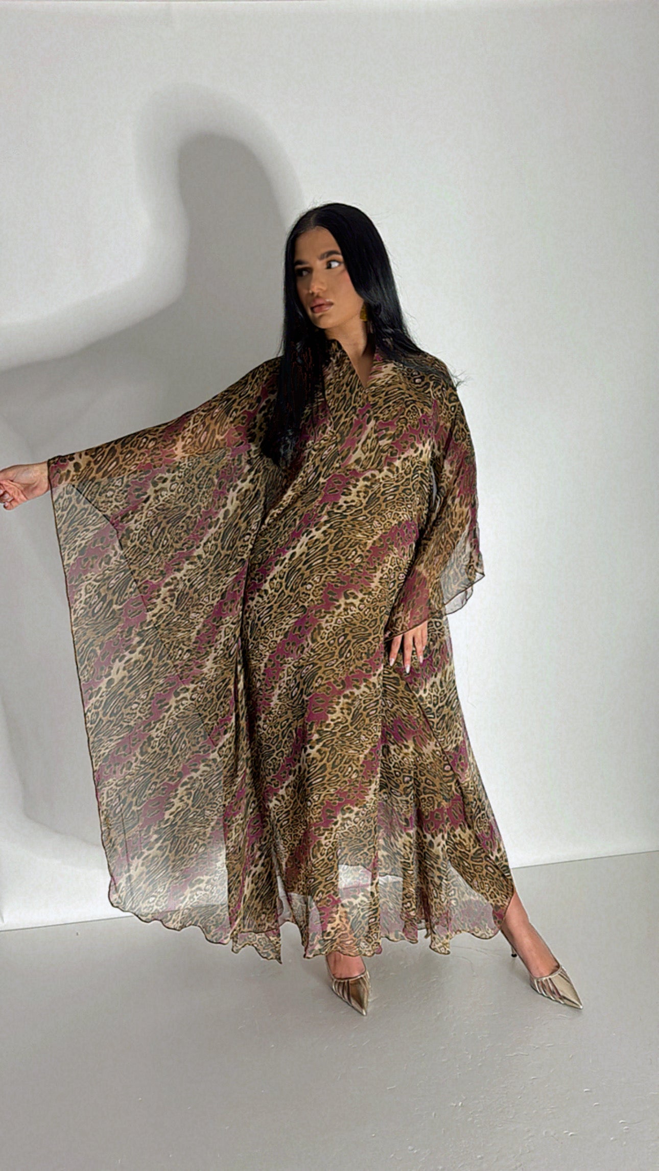 Savara – Purple Animal Print Three Piece Kaftan Set