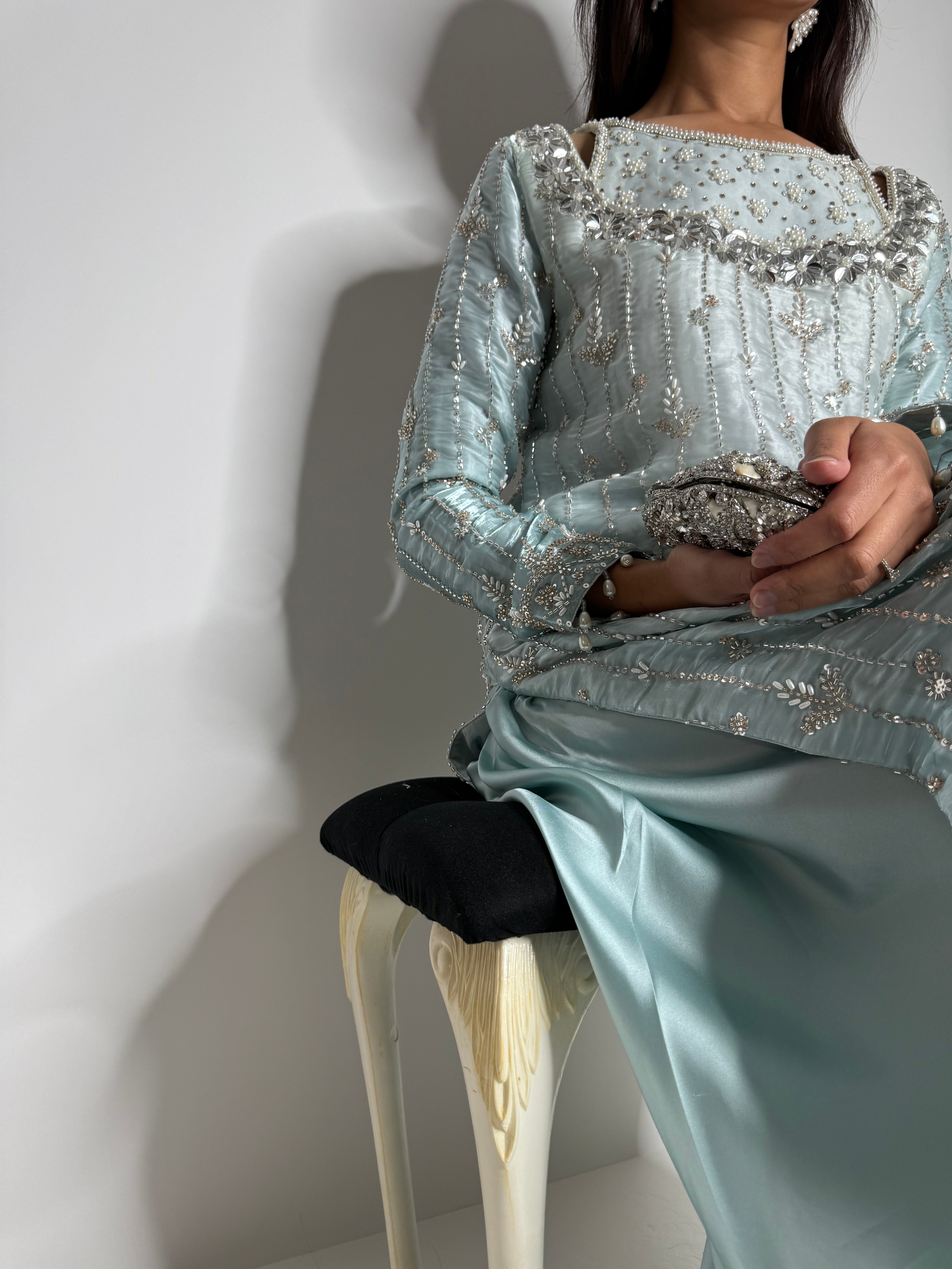 Nayla – Ice Blue Embroidered Pakistani Set