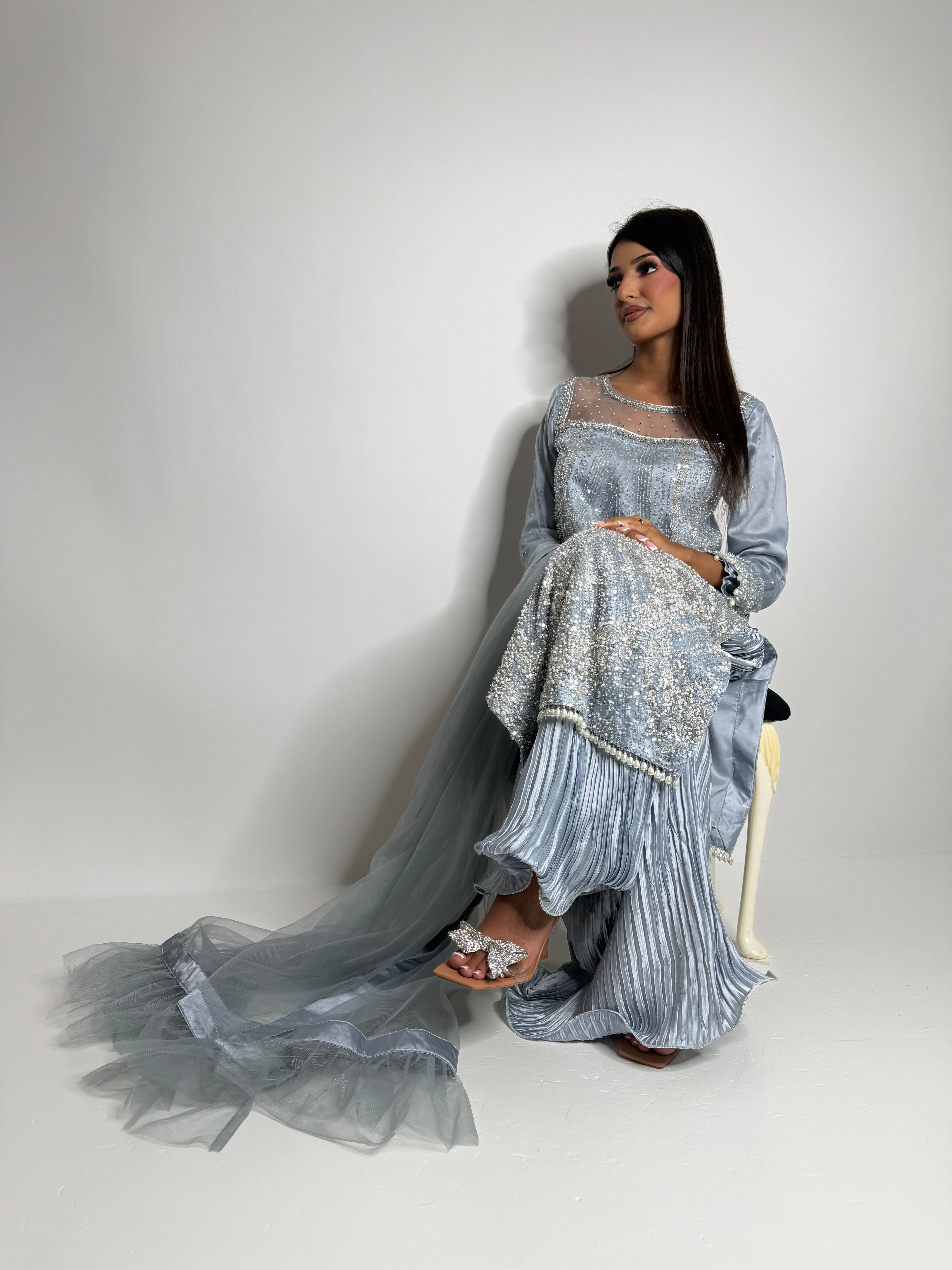 South Asian partywear in icy blue with dupatta – Ameliyana Boutique