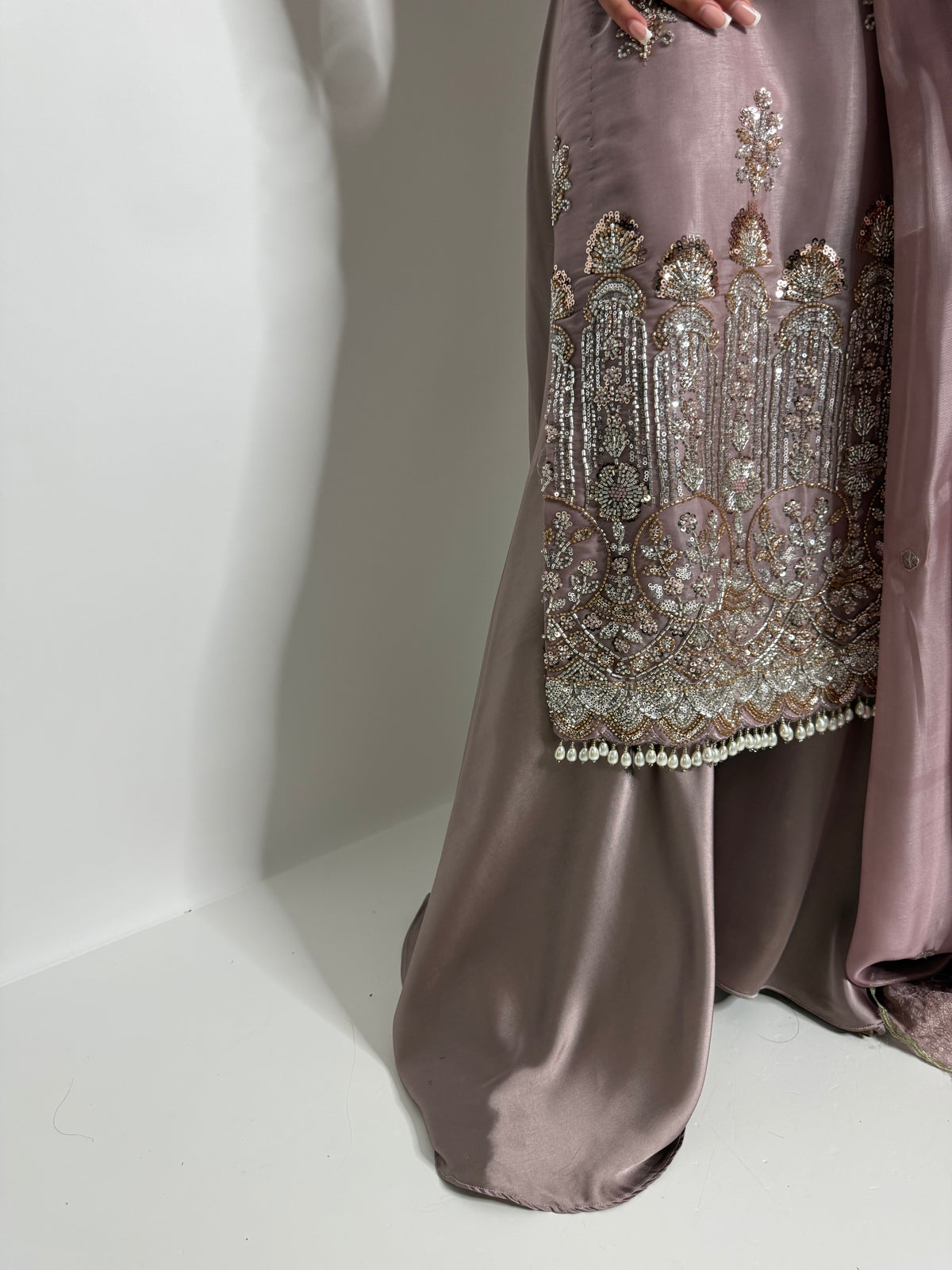 Rosalie Mauve | Luxury Embroidered Silk Sharara Suit