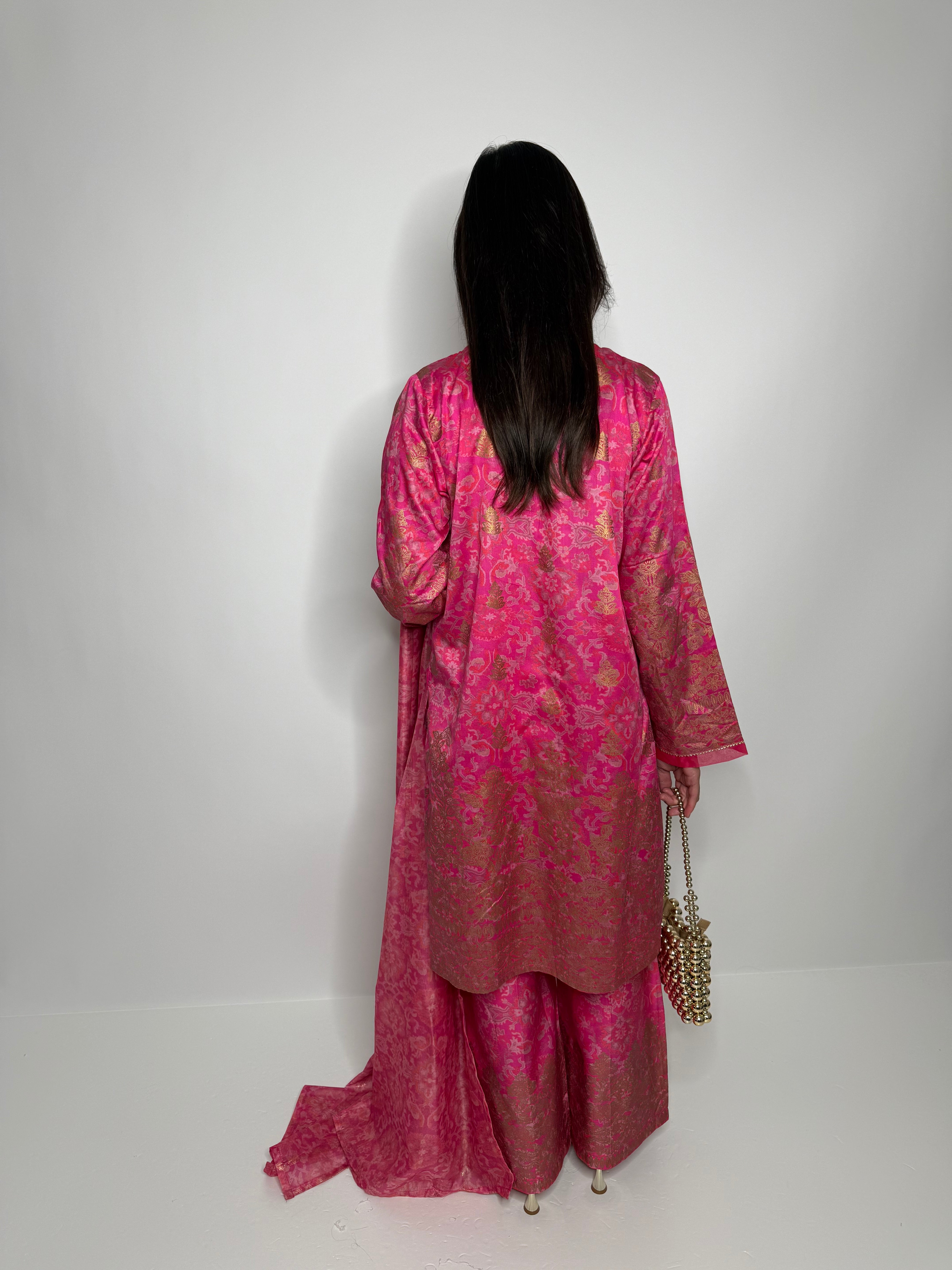 Fuchsia Silk Designer Three-Piece by Limelight