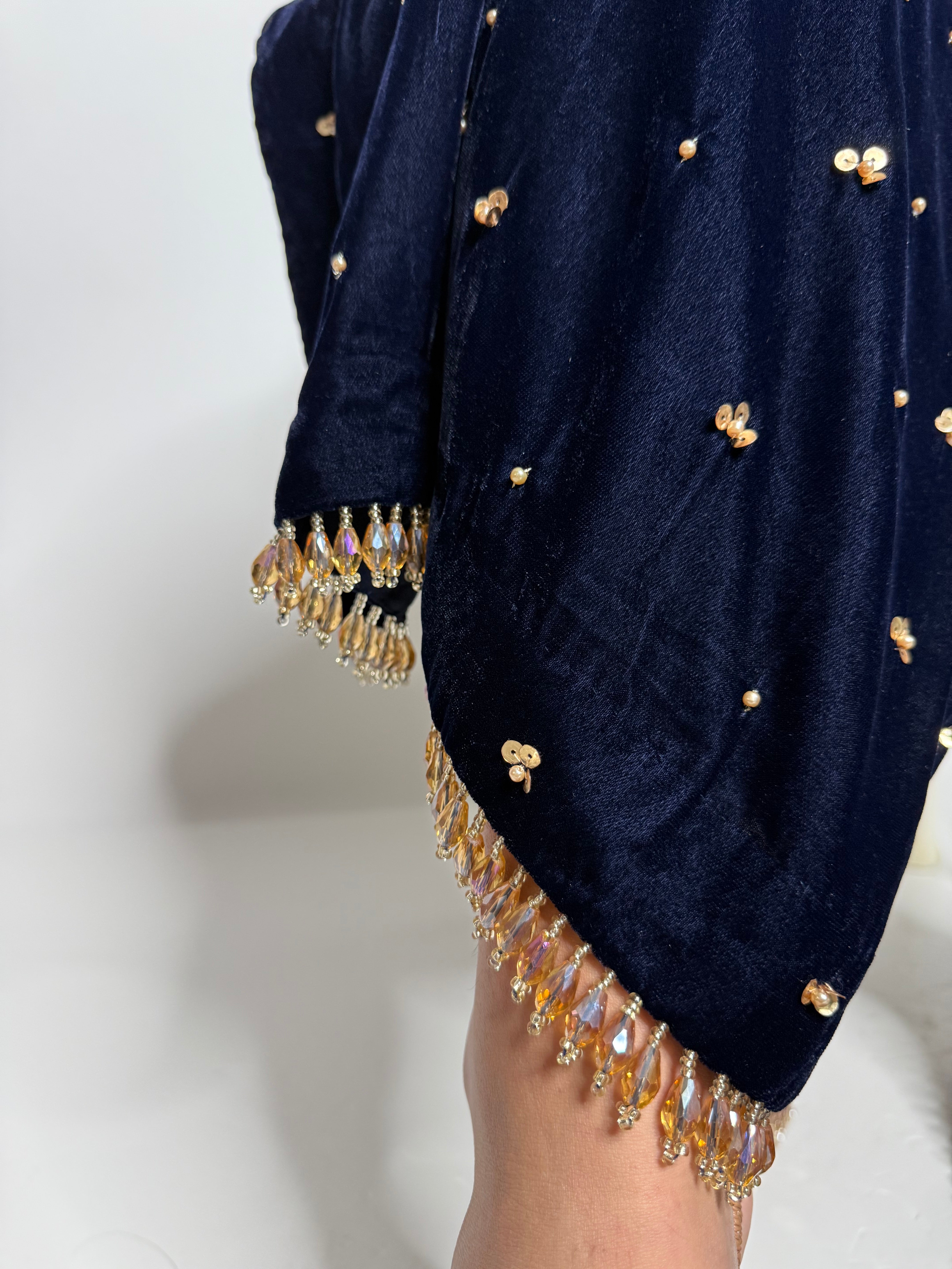 Nerina Navy Velvet Three-Piece Pakistani Wedding Suit