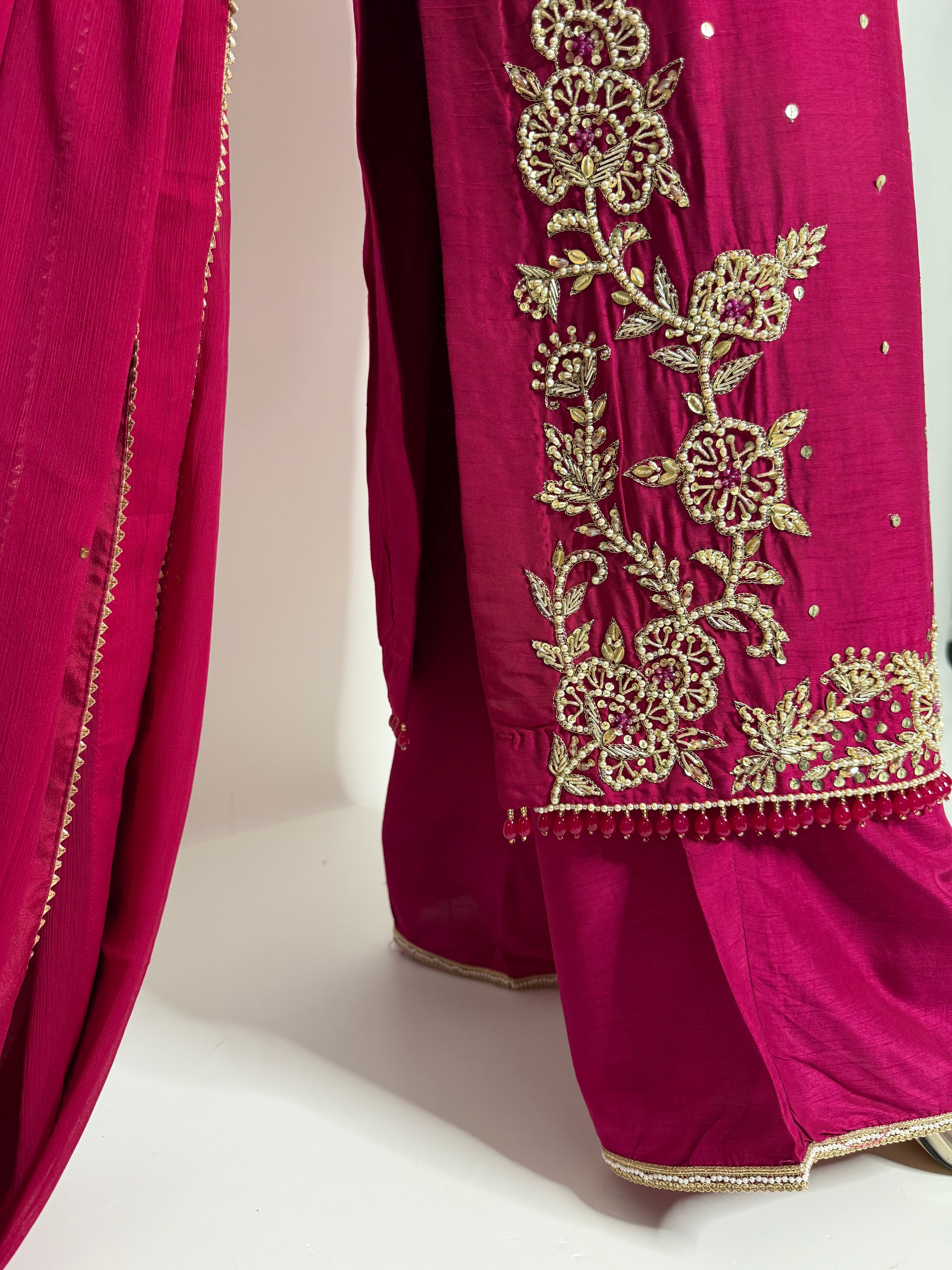 Hot Pink Raw Silk Three Piece Suit UK | The Celestine