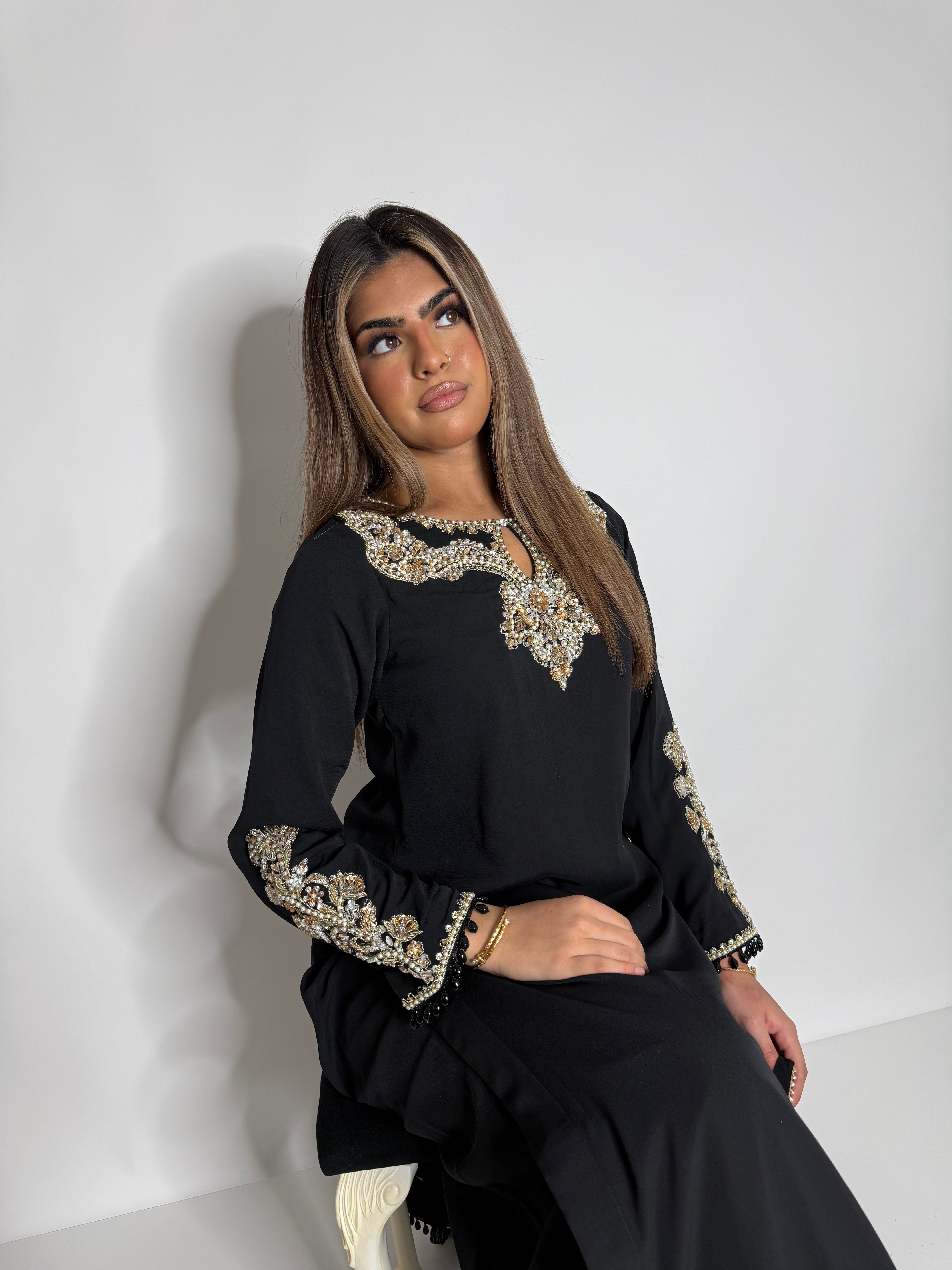 ZAIBUNNISA NOIR GEORGETTE SHARARA THREE-PIECE – PAKISTANI EID & WEDDING FORMAL