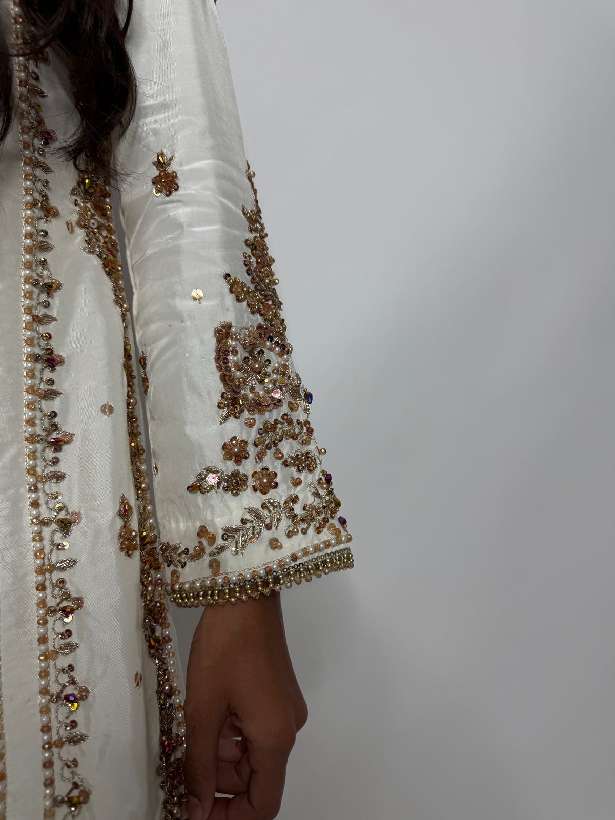 Valentina Ivory | Luxury Pakistani Hand Embroidered Silk 3 Piece Suit