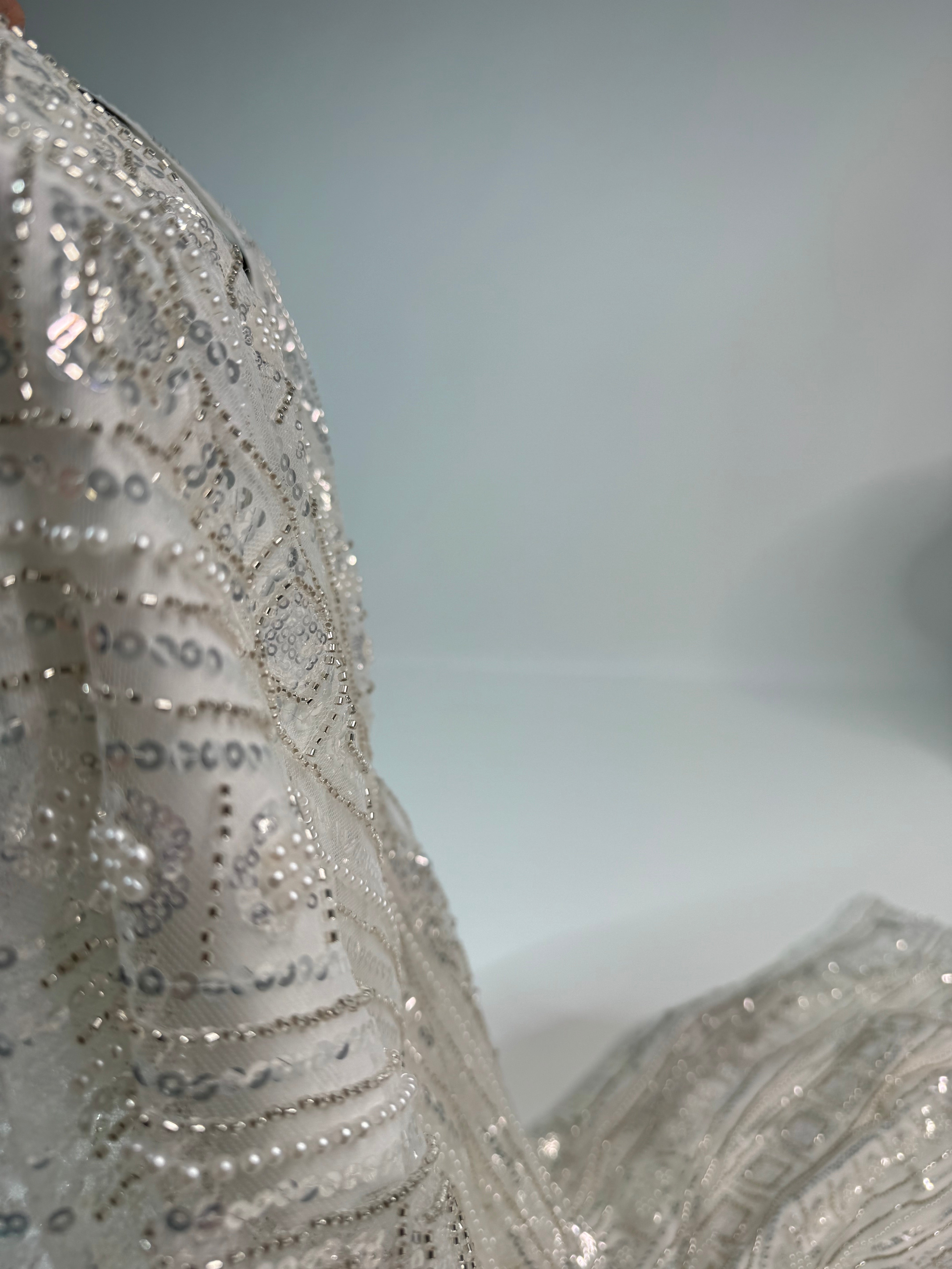 Adeela – White Pearl Embellished Kaftan Dress