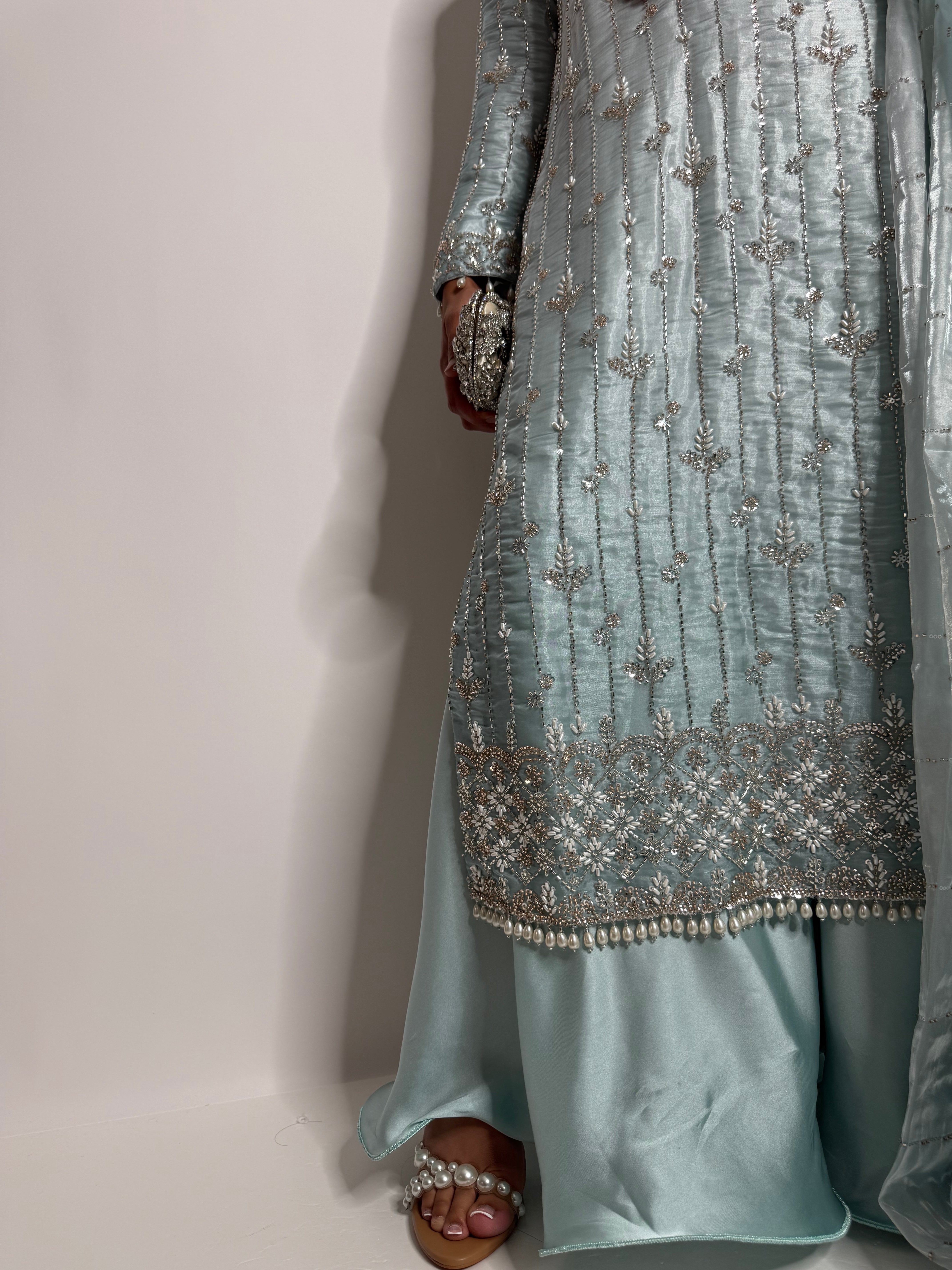 Nayla – Ice Blue Embroidered Pakistani Set