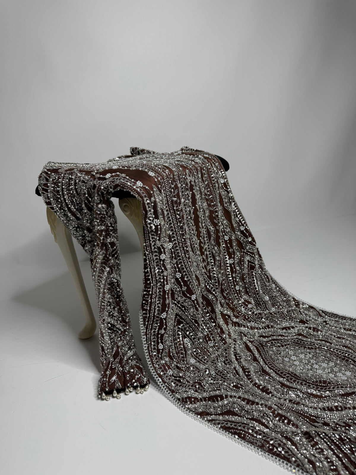 Arabella Mocha | Luxury Cutdana Embroidered Pakistani Suit with Sharara – 3 Piece