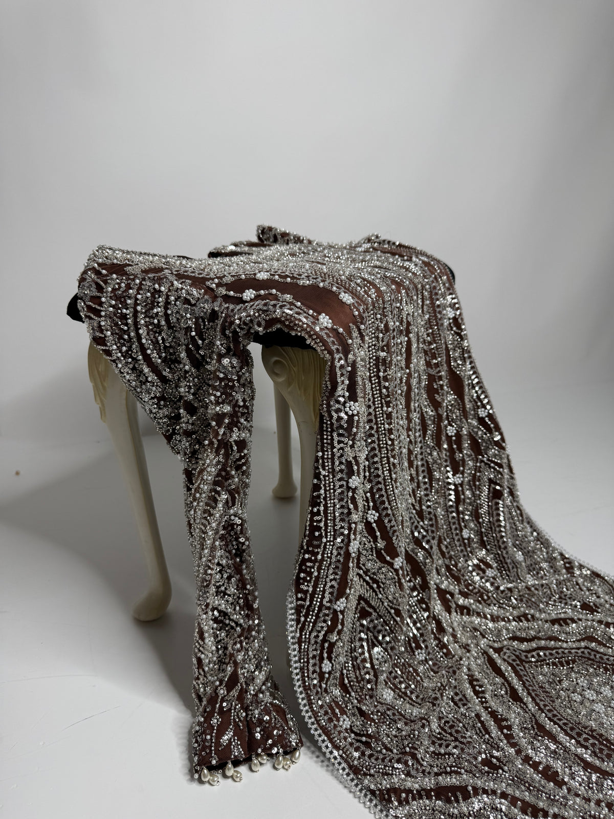 Arabella Mocha | Luxury Cutdana Embroidered Pakistani Suit with Sharara – 3 Piece