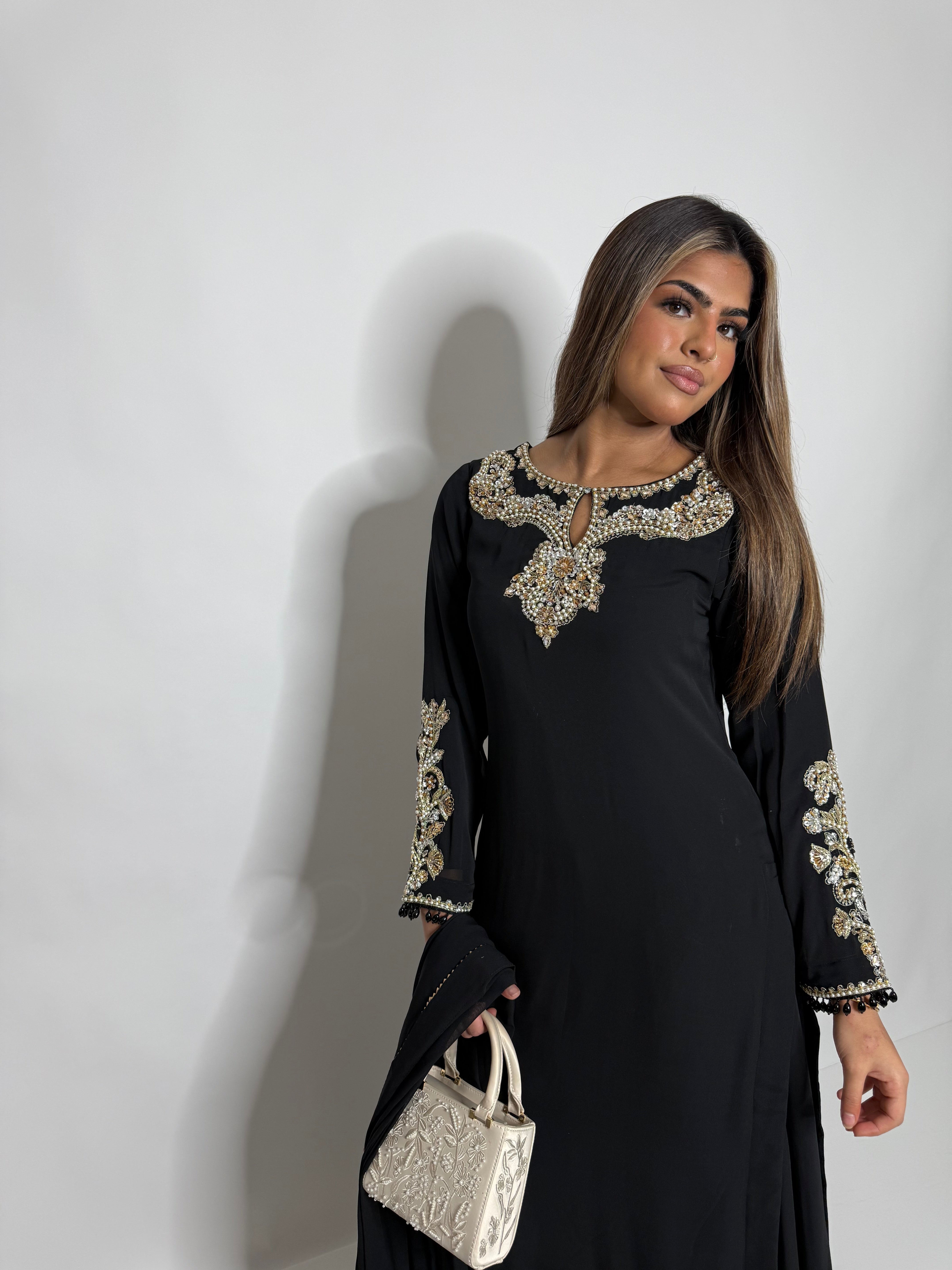 ZAIBUNNISA NOIR GEORGETTE SHARARA THREE-PIECE – PAKISTANI EID & WEDDING FORMAL
