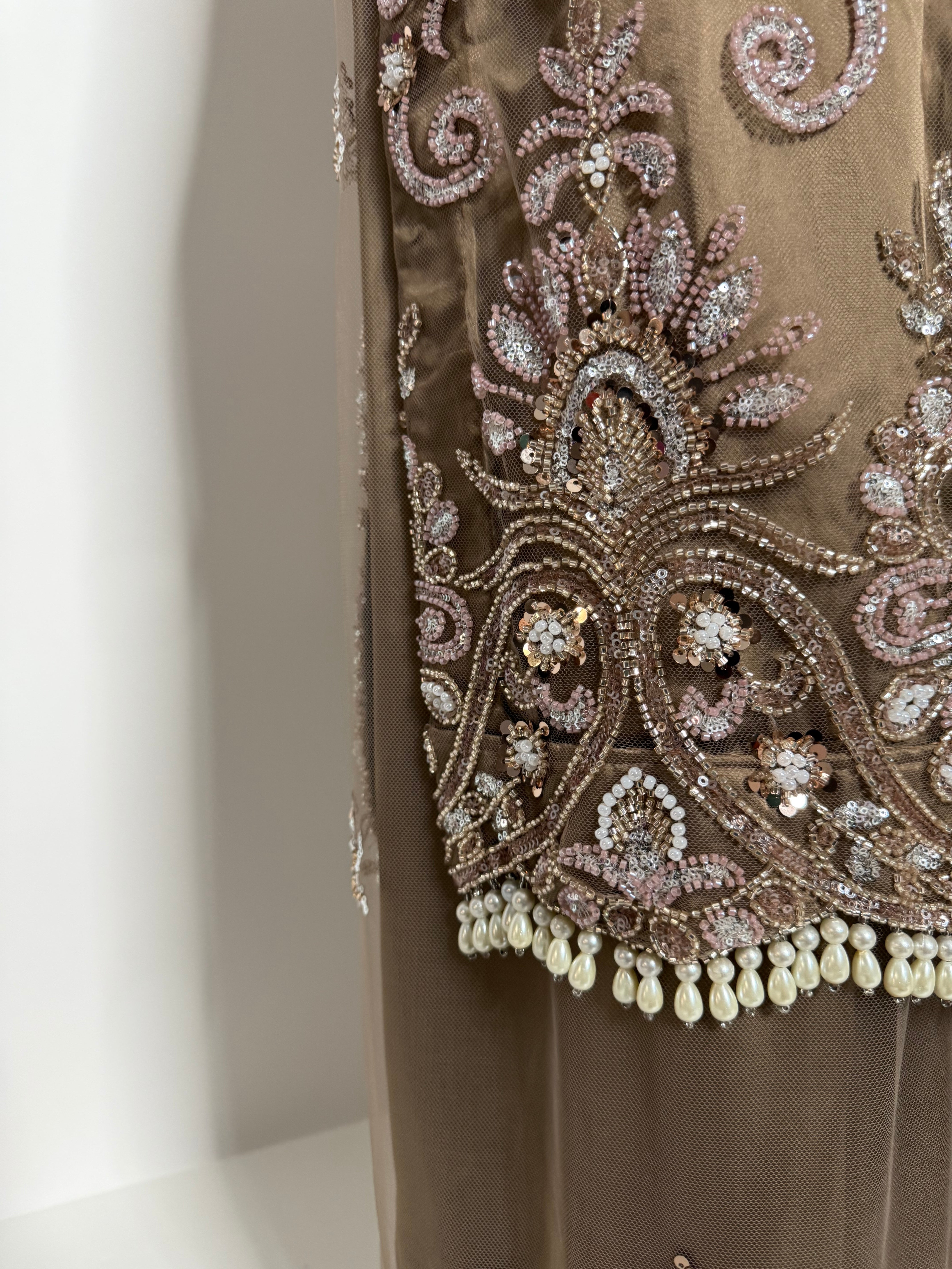 Zehra – Taupe Embroidered Formal Suit | Pakistani Wedding & Eid Outfit