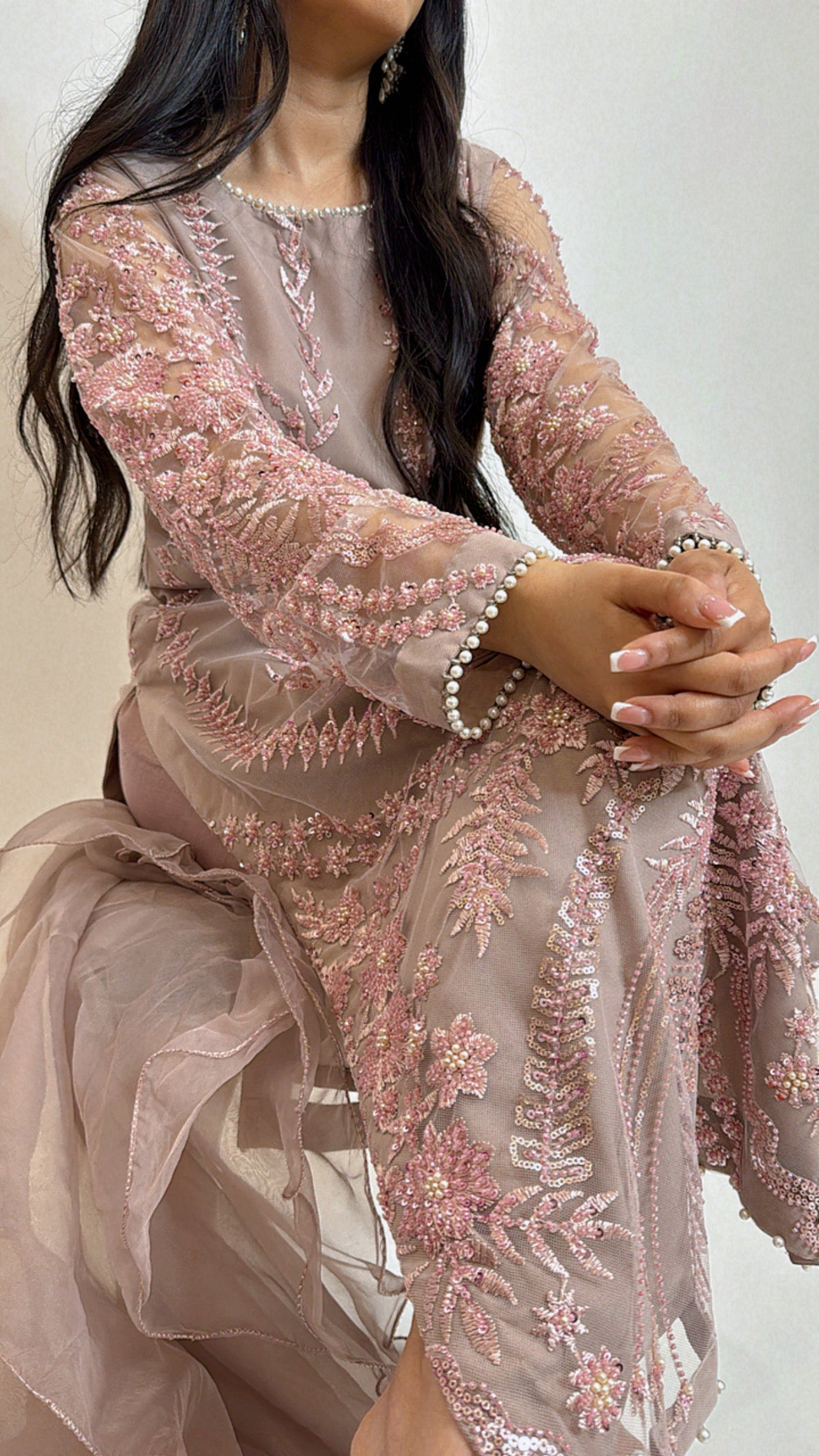 Iram – Mauve Pink Embroidered Three Piece Suit