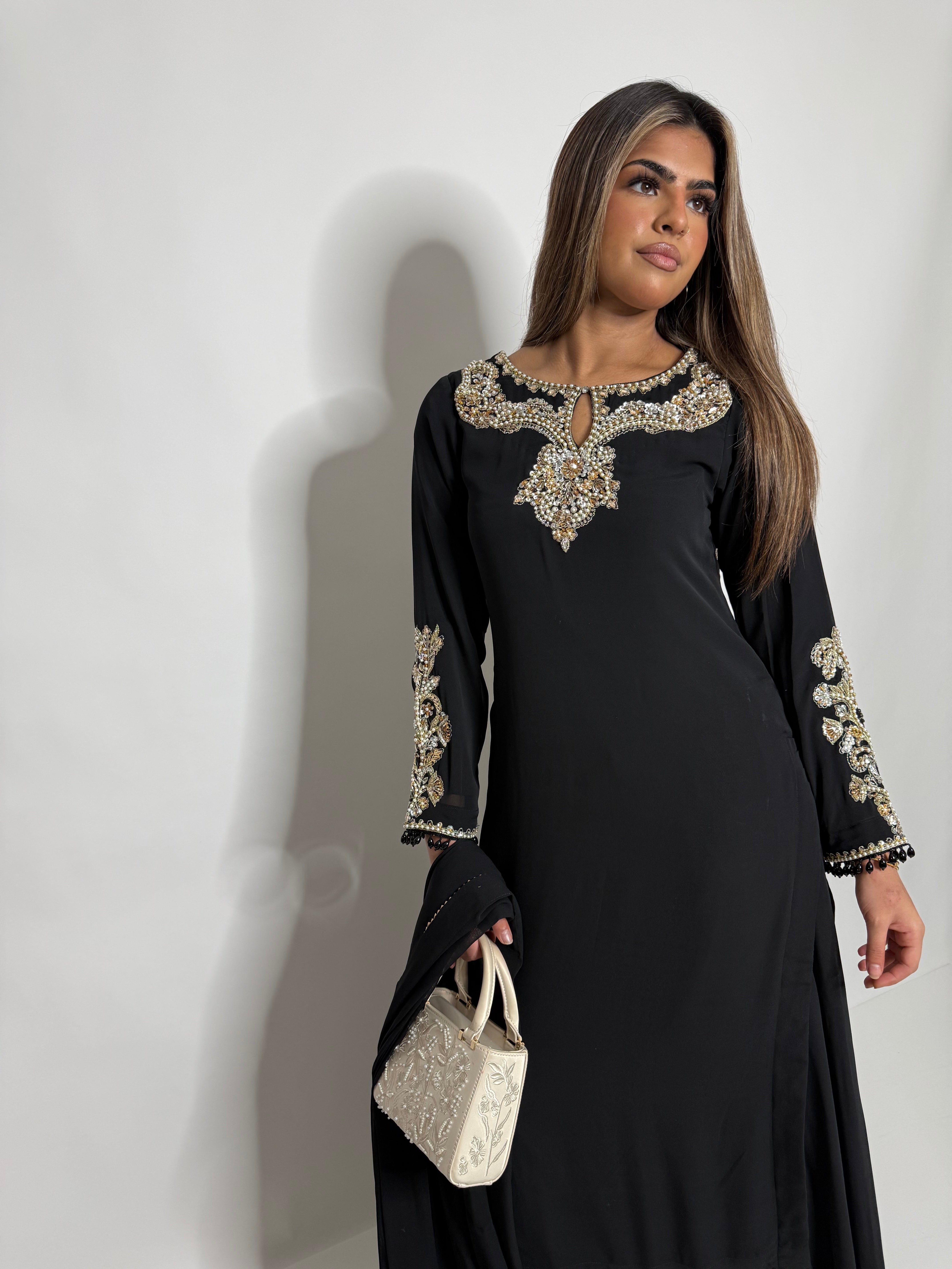 ZAIBUNNISA NOIR GEORGETTE SHARARA THREE-PIECE – PAKISTANI EID & WEDDING FORMAL