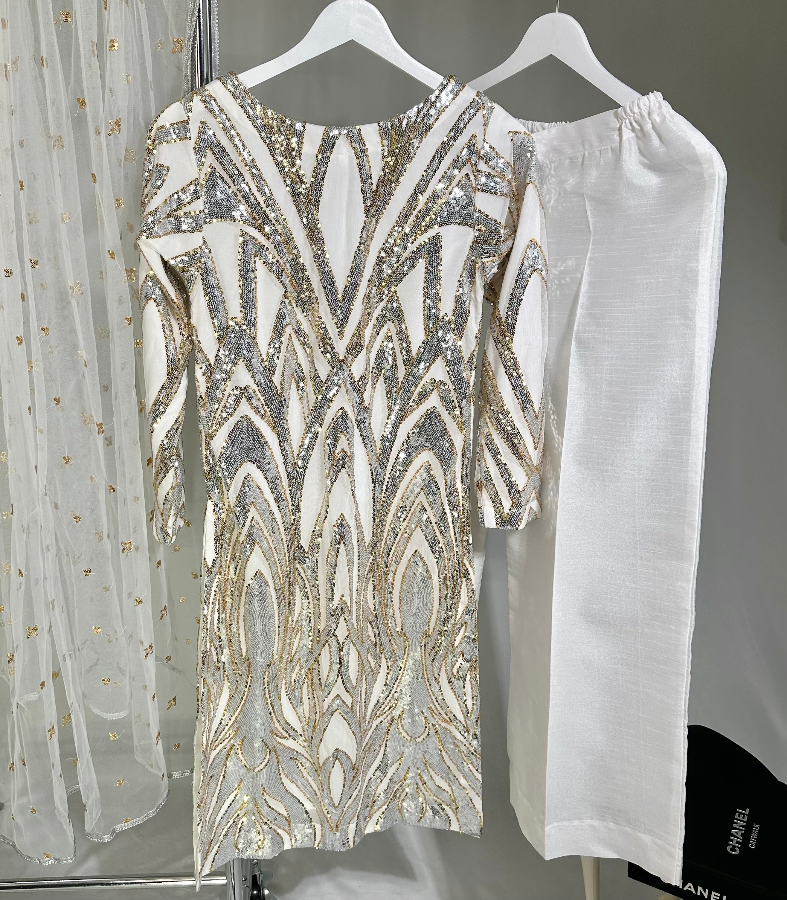 Dina Sequins – Silver & Gold Embellished Three Piece Set