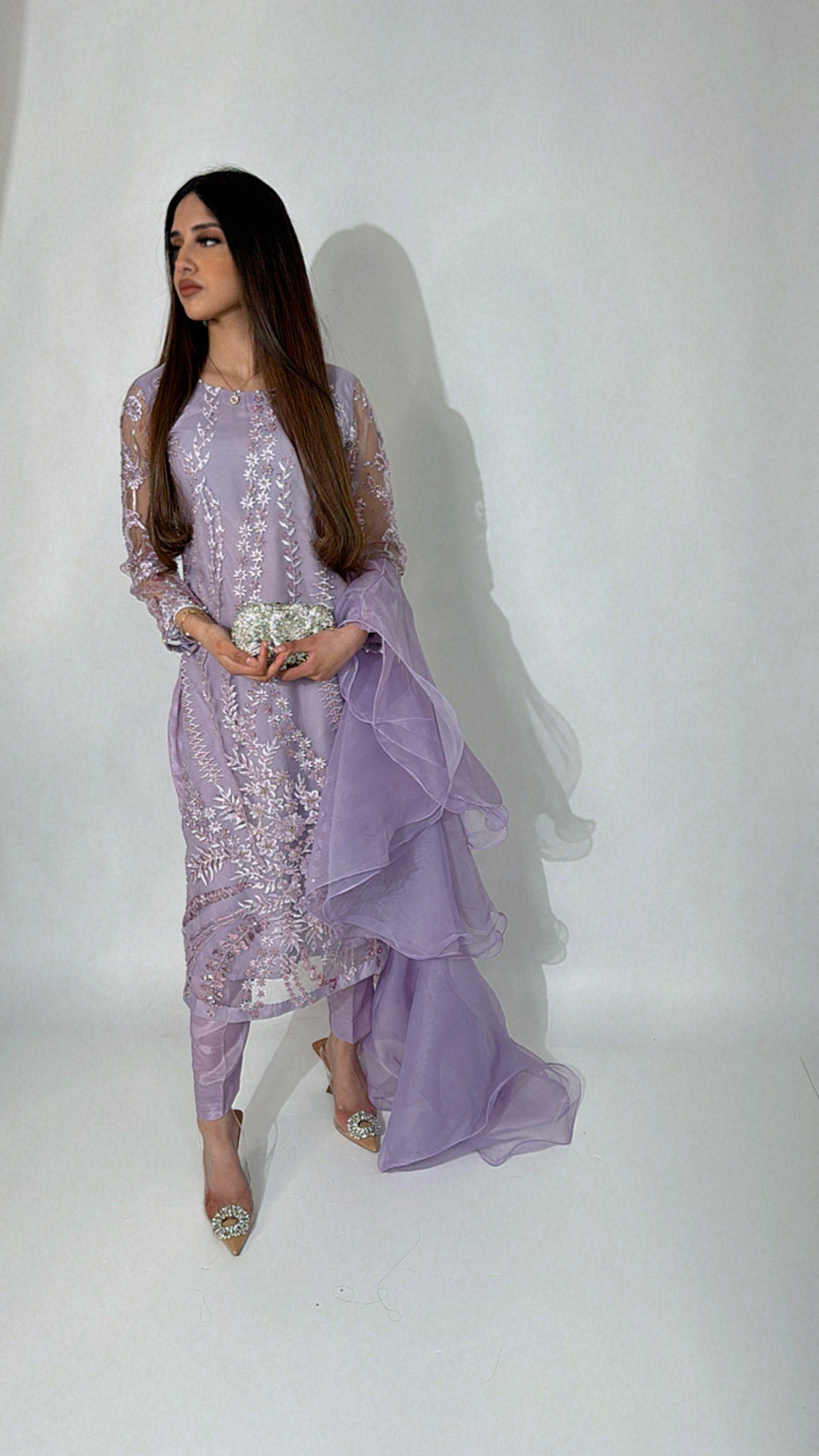 Adeela – Lilac Cut Dana & Sequin Embellished Three Piece Suit