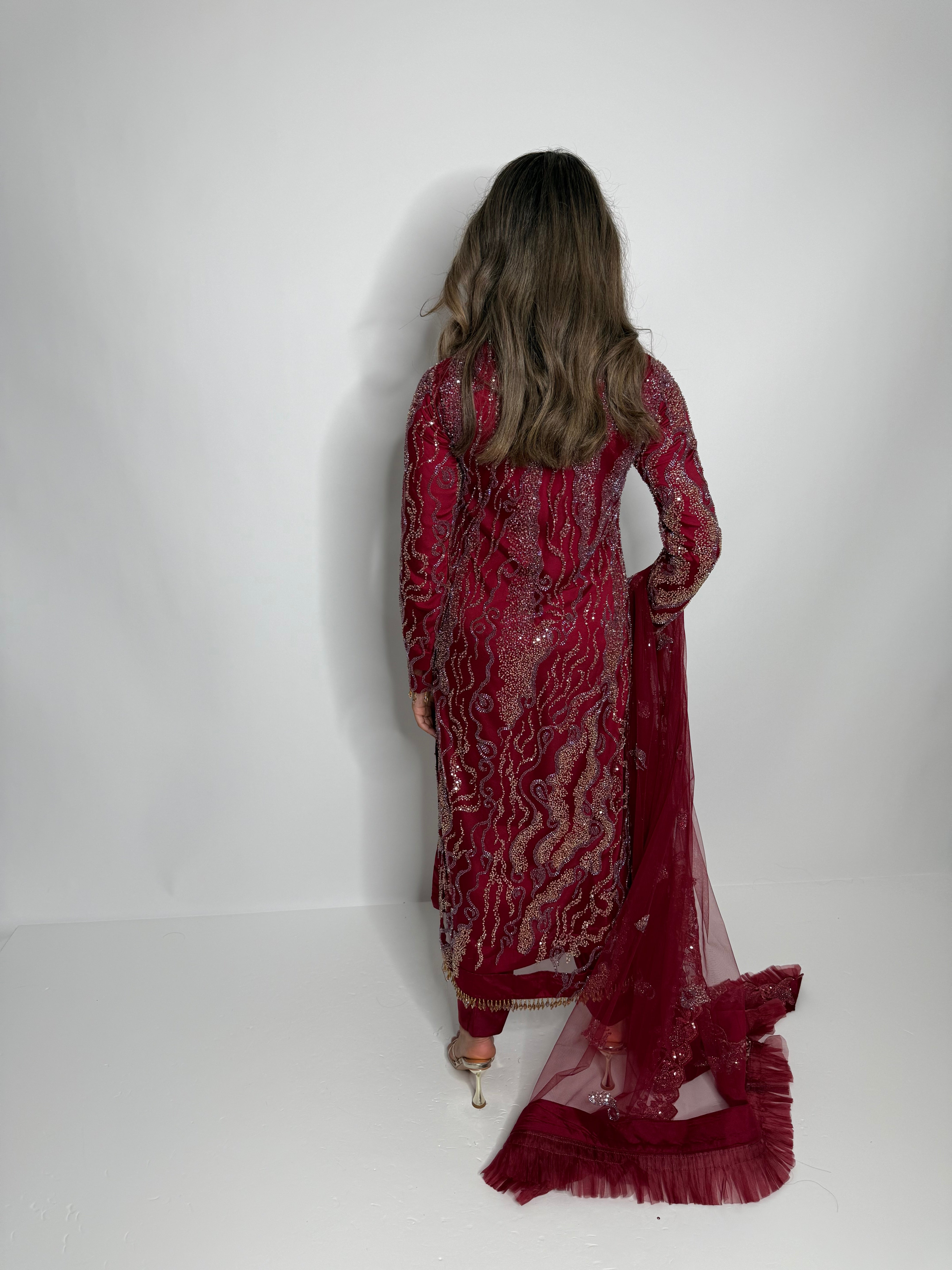 Crimson Majesty Embroidered Ensemble