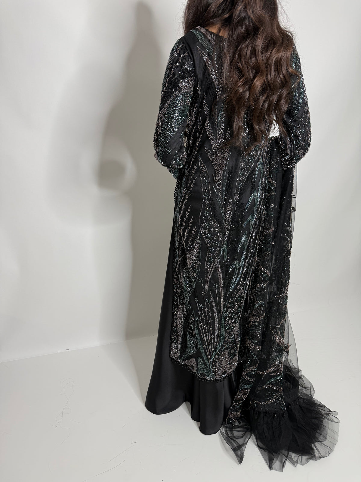 Amara Noir | Black Cutdana Embroidered Sharara Suit