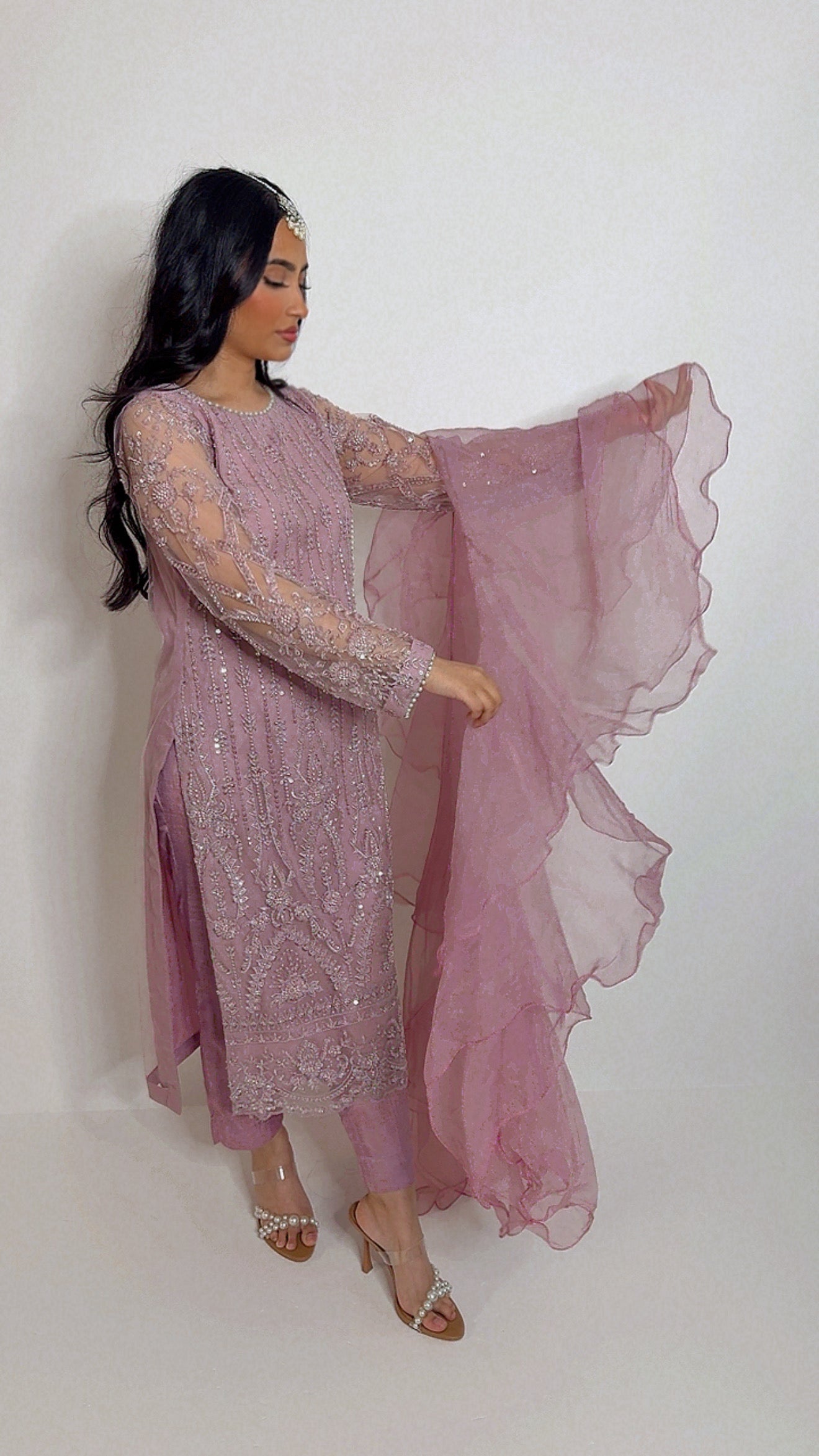 Marcelline Mauve Pink Cutdana Embroidered Pakistani Suit