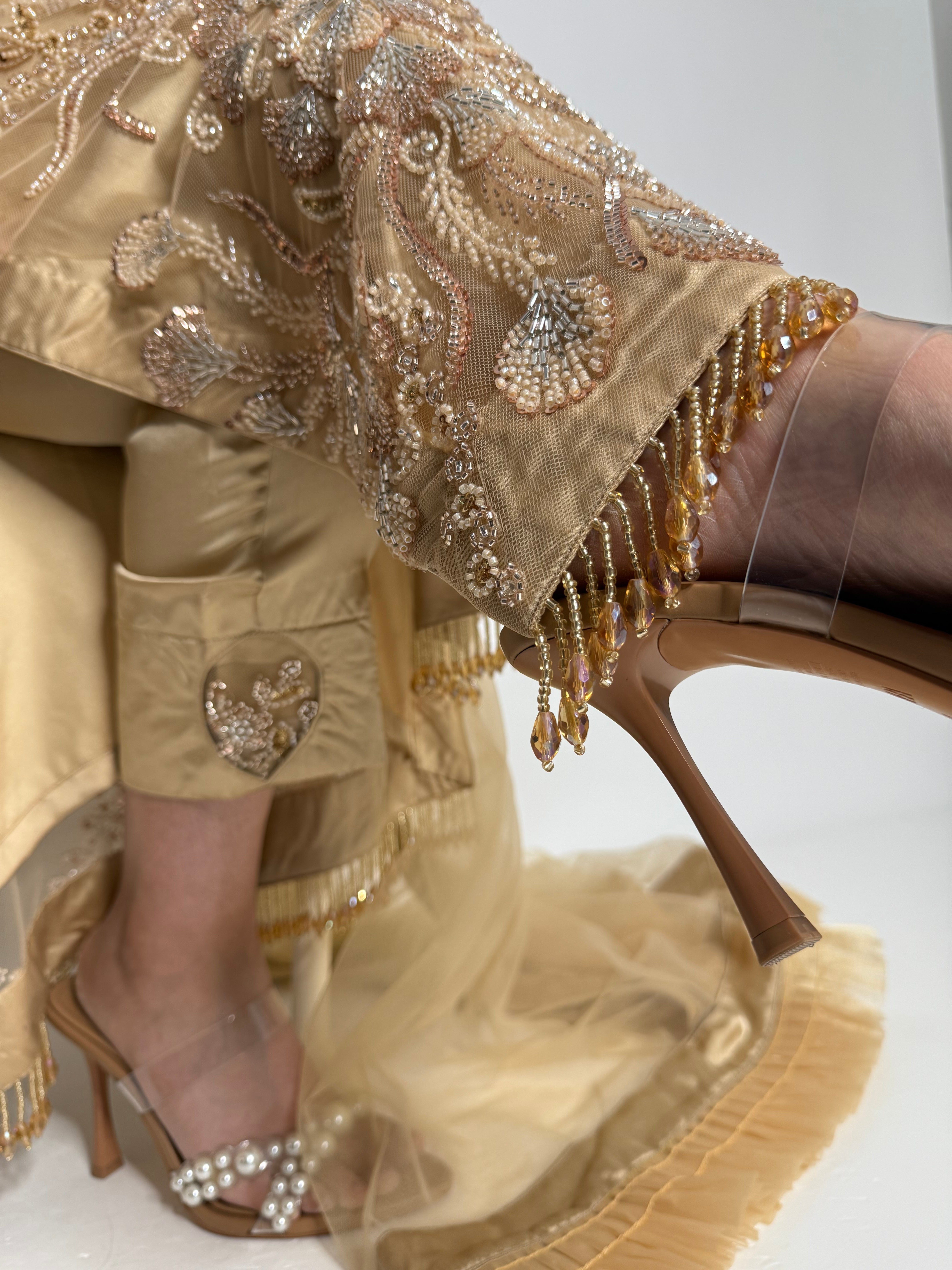 Aureline Gold Cutdana Embroidered Pakistani Suit