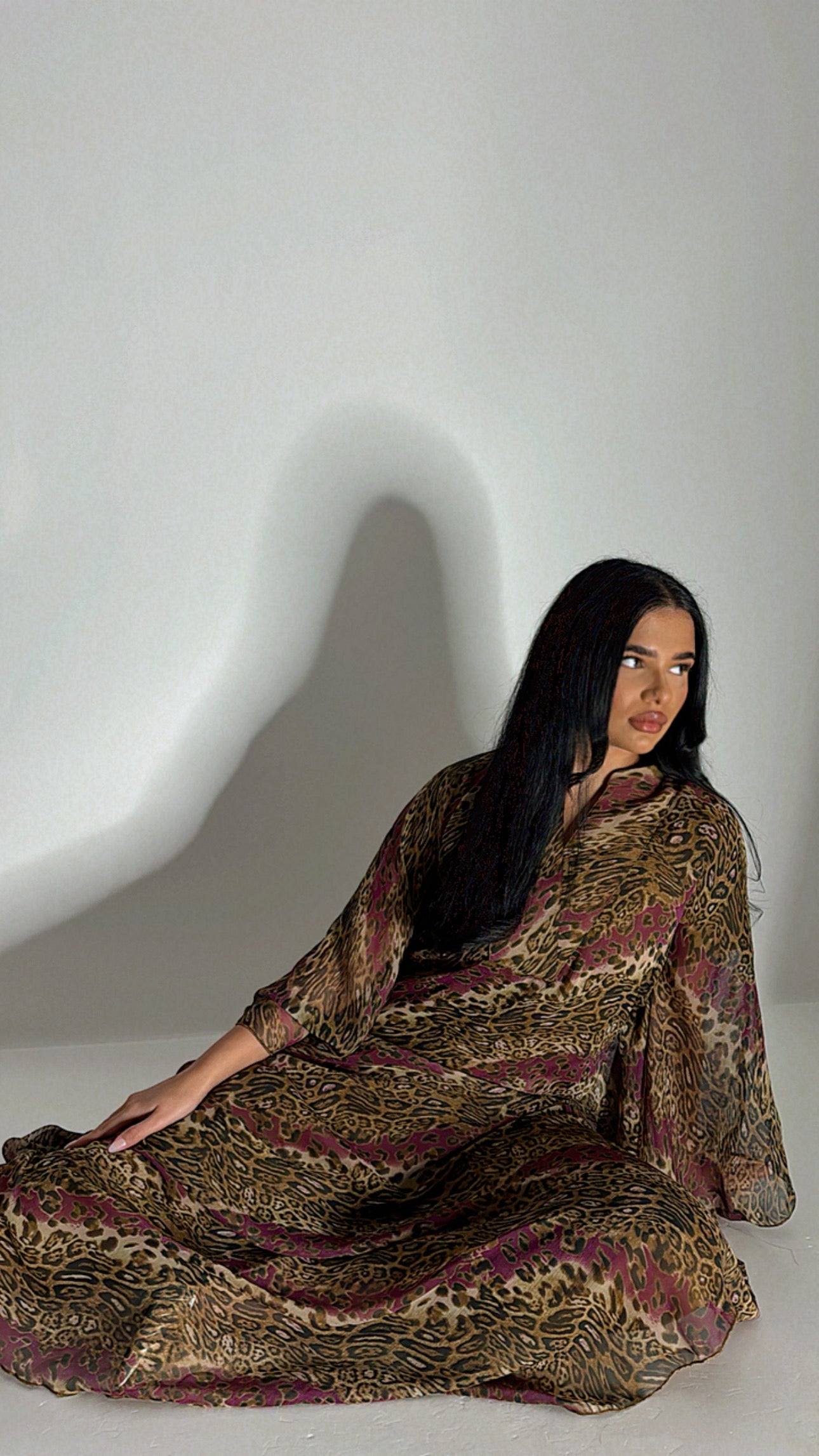 Savara – Purple Animal Print Three Piece Kaftan Set