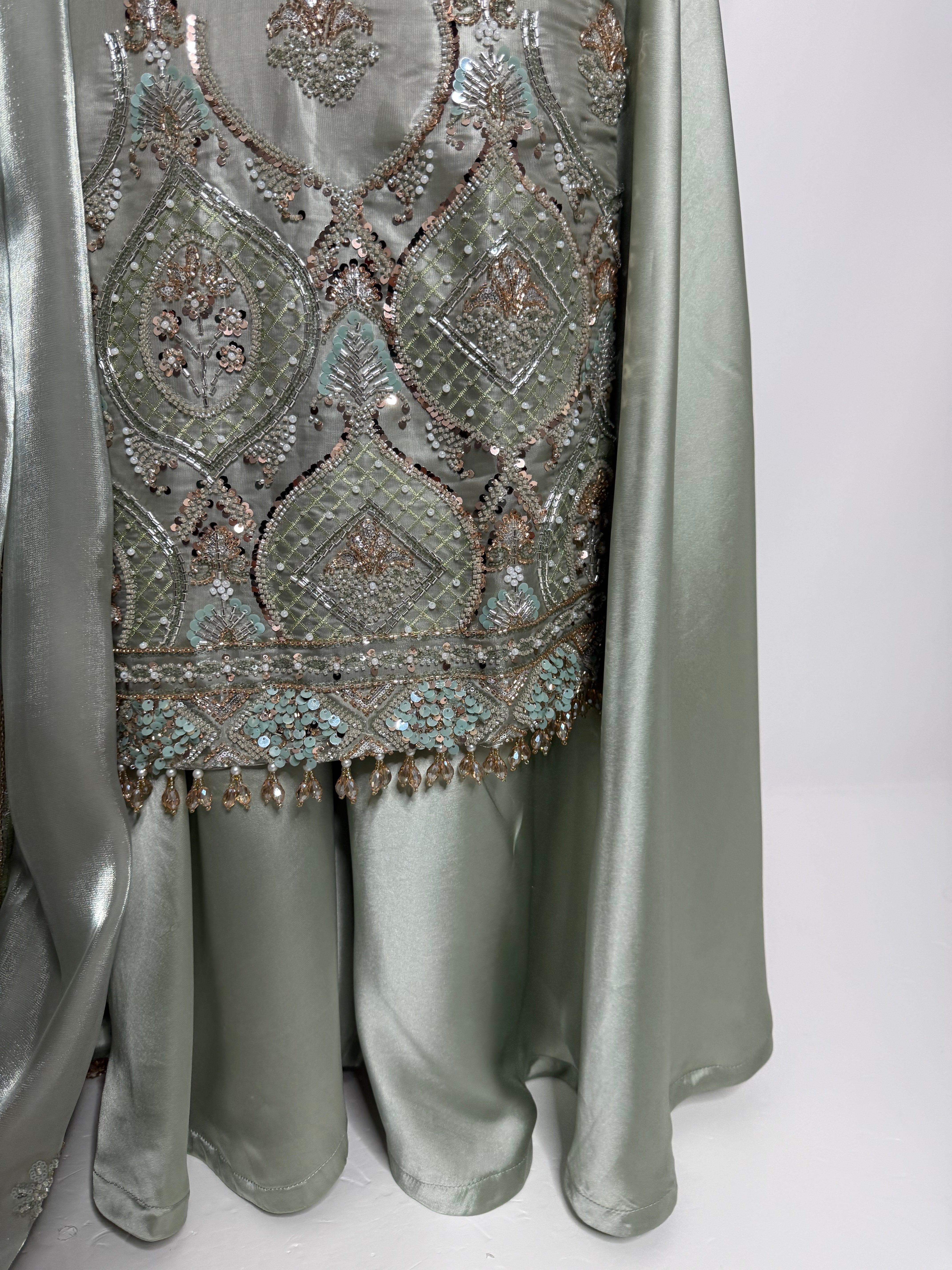 Sorelia Sage Silk Cutdana Embroidered Pakistani Suit