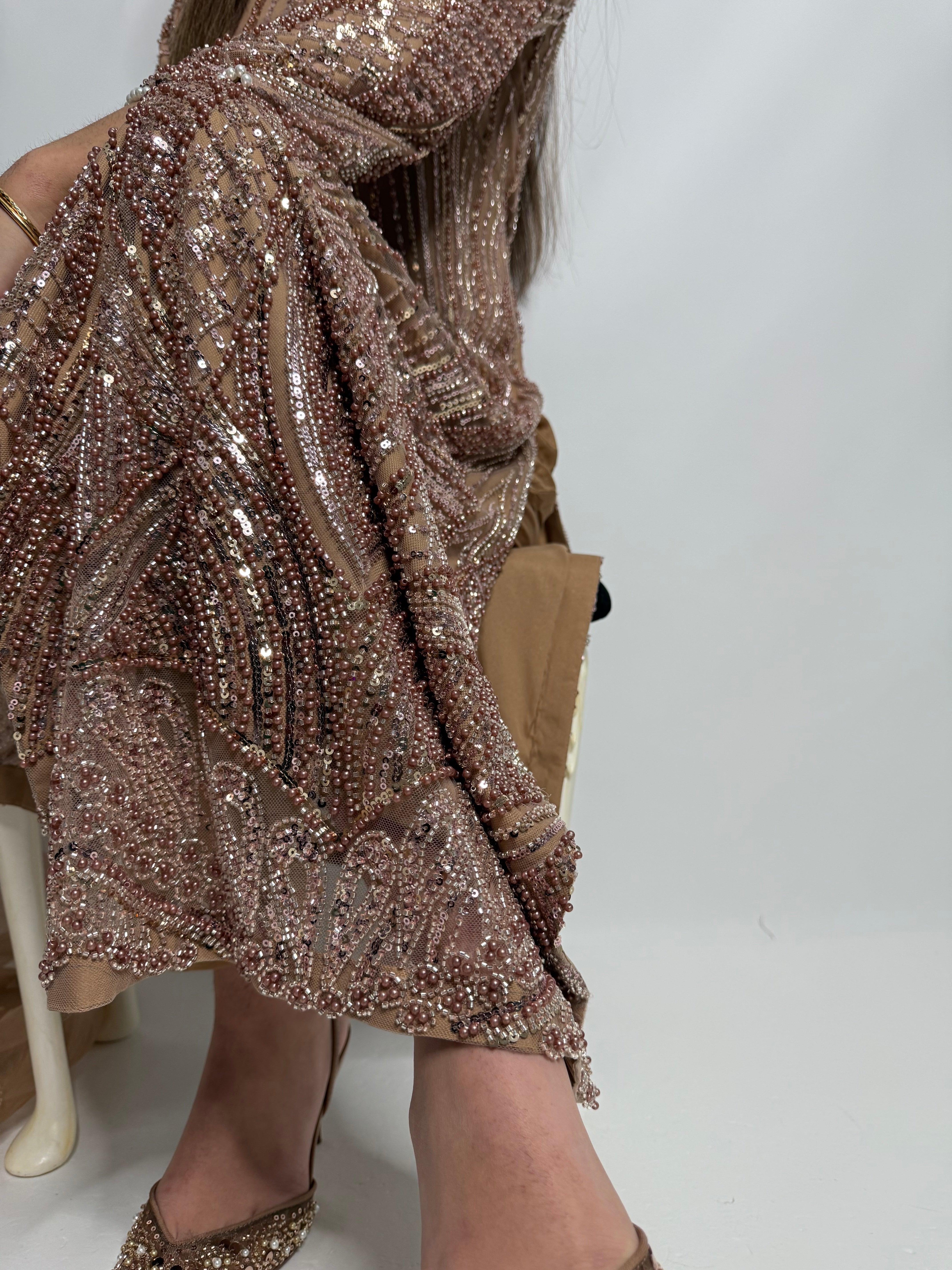 Moressa Toffee Cutdana Embellished Three-Piece | Ready-to-Wear Pakistani Outfit