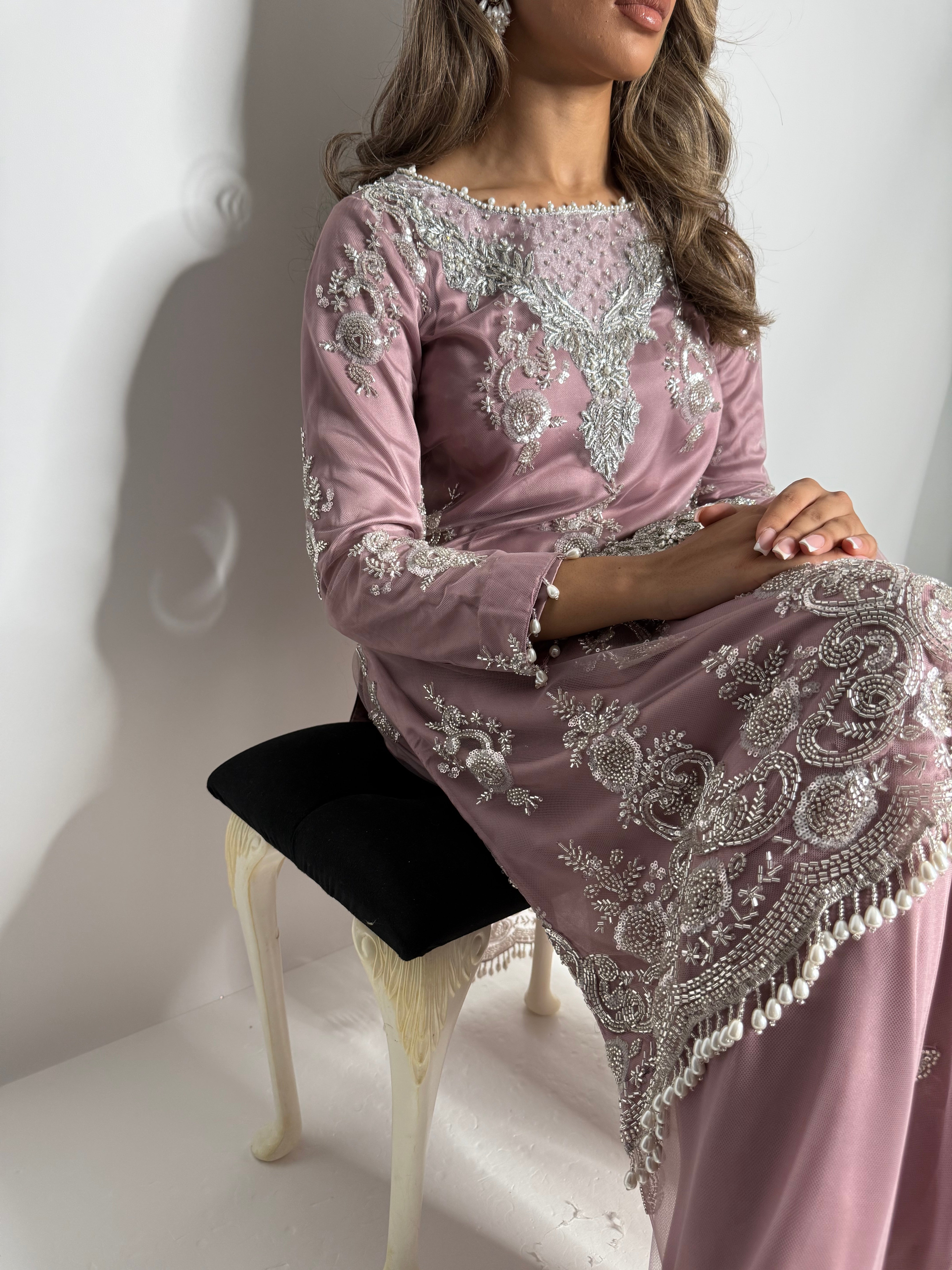 Heavily embroidered Indian outfit