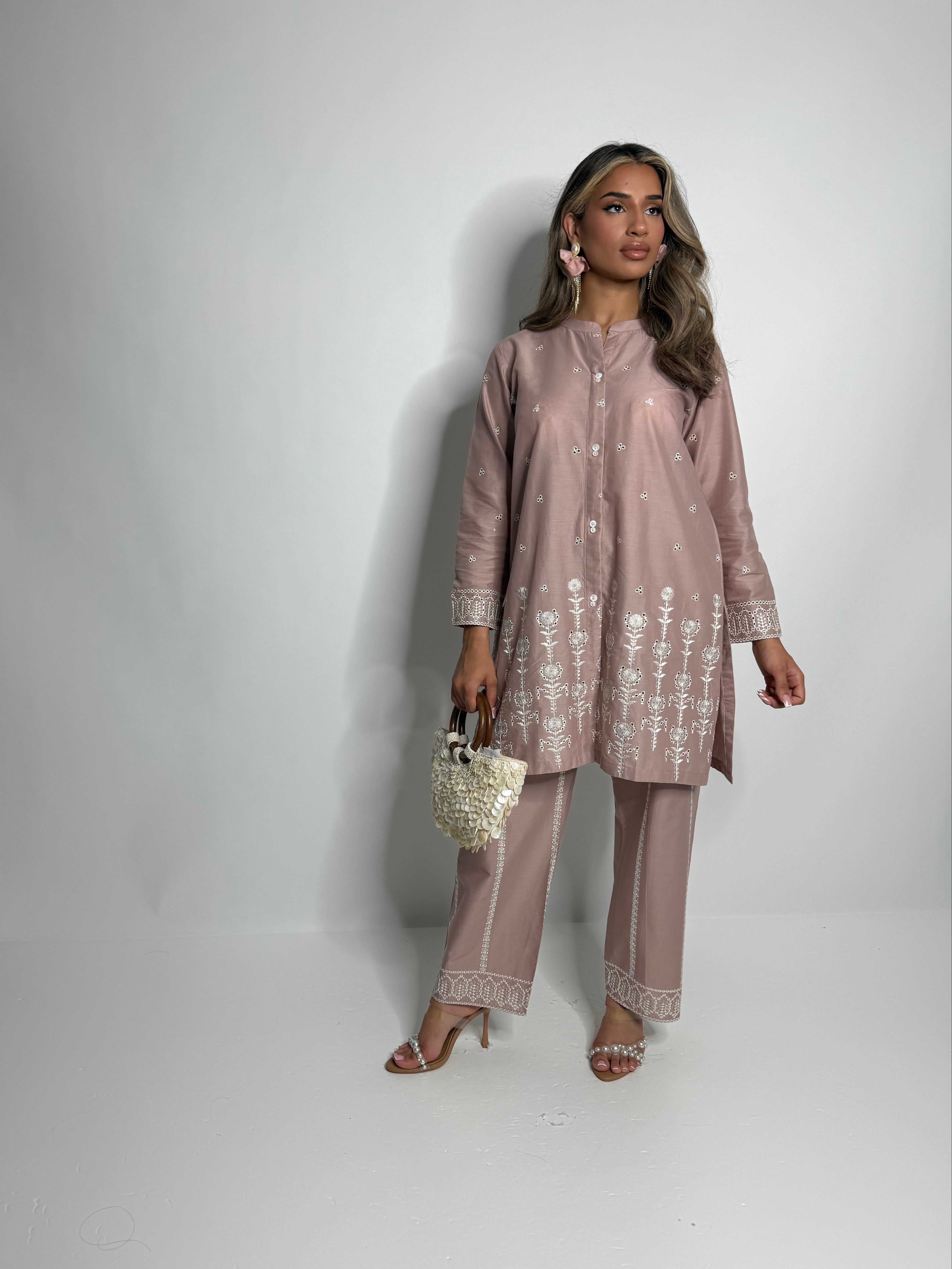 Taupe Cambric Three-Piece by Limelight — Designer Edit