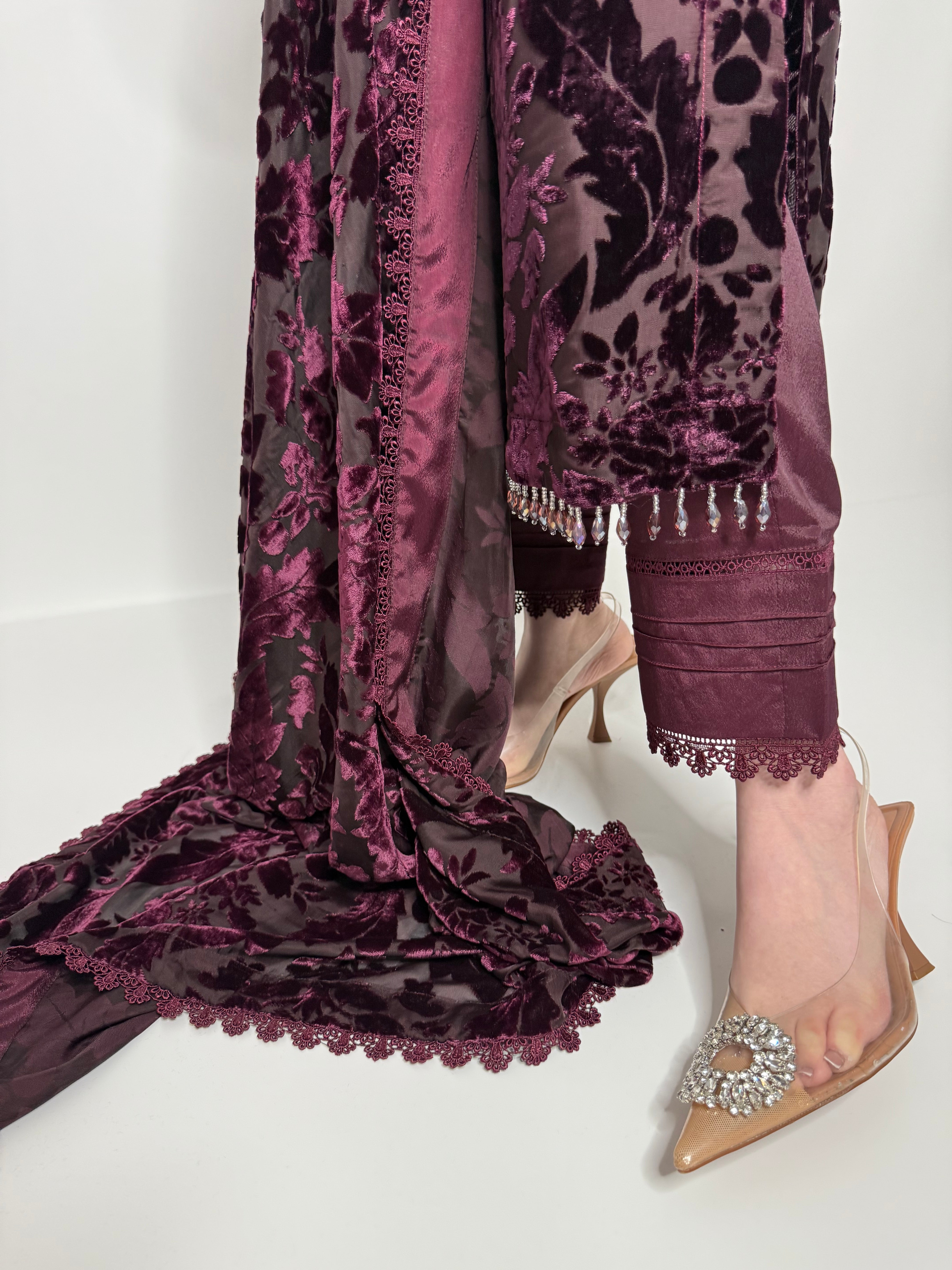 Zafira Plum Palachi Eid Outfit Three-Piece