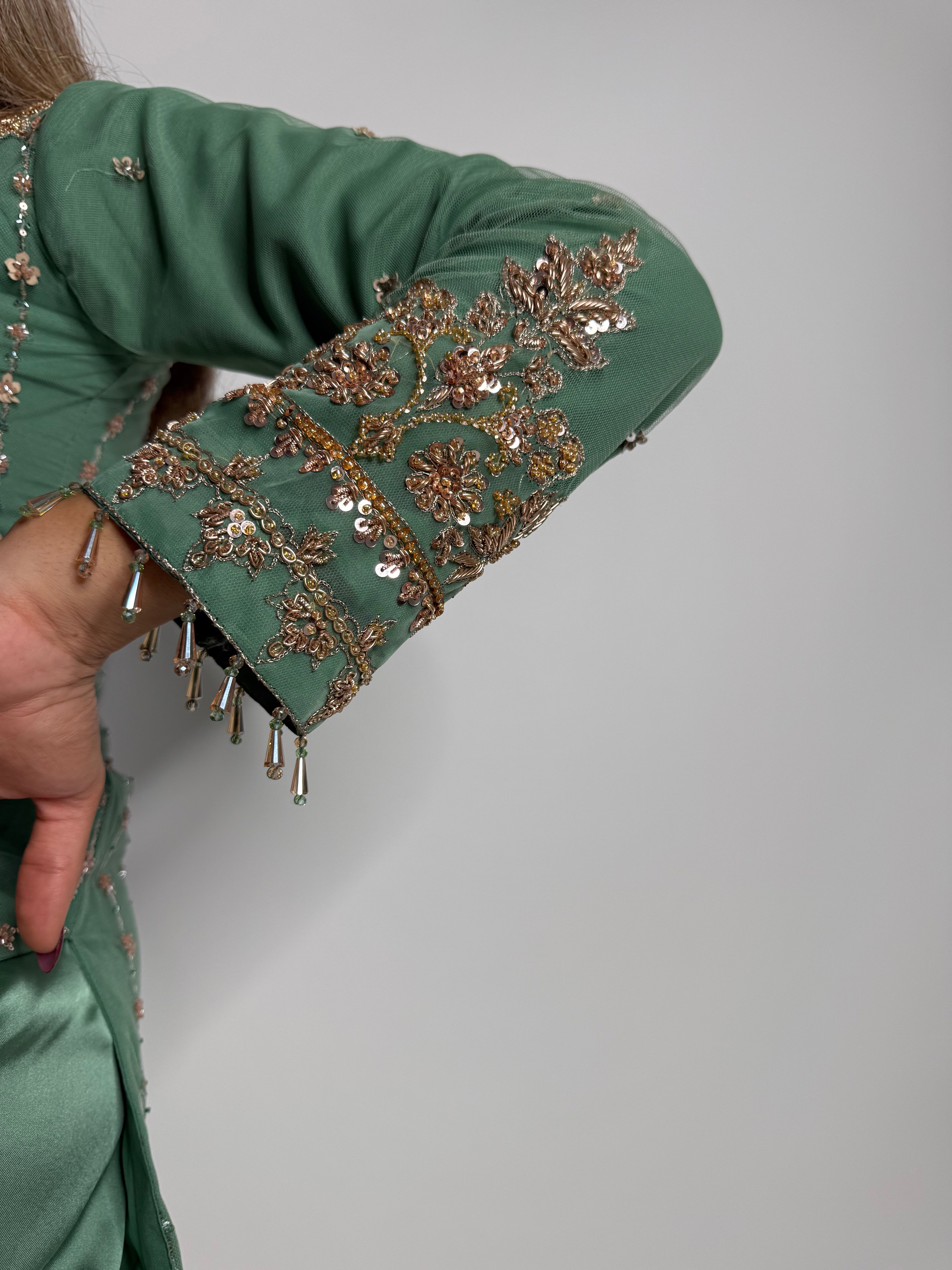 Kensington Sage Cutdana Handworked Pakistani Suit