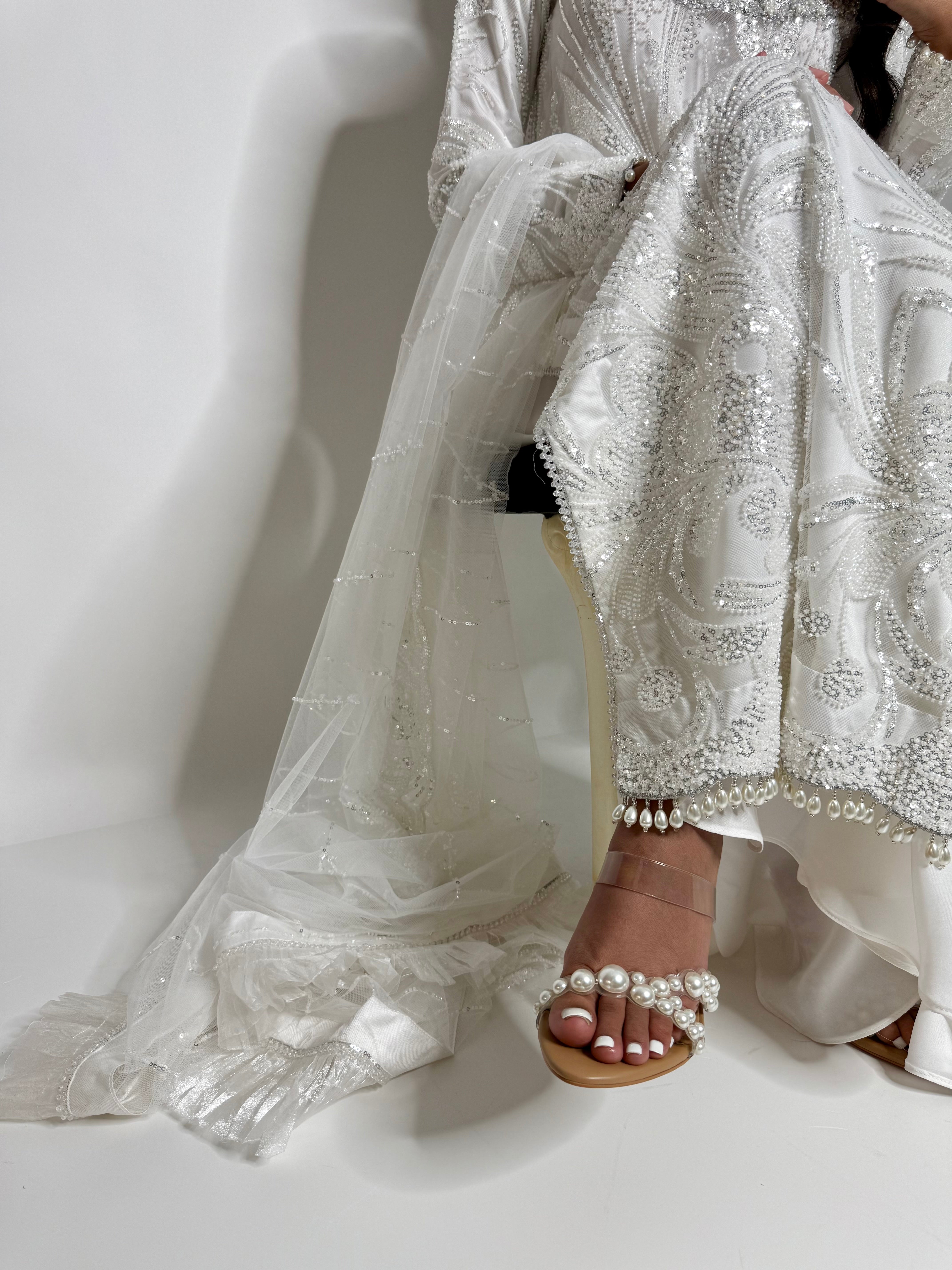 Lunévia White | Luxury White Cutdana Embroidered Pakistani Sharara Suit (3 Piece)