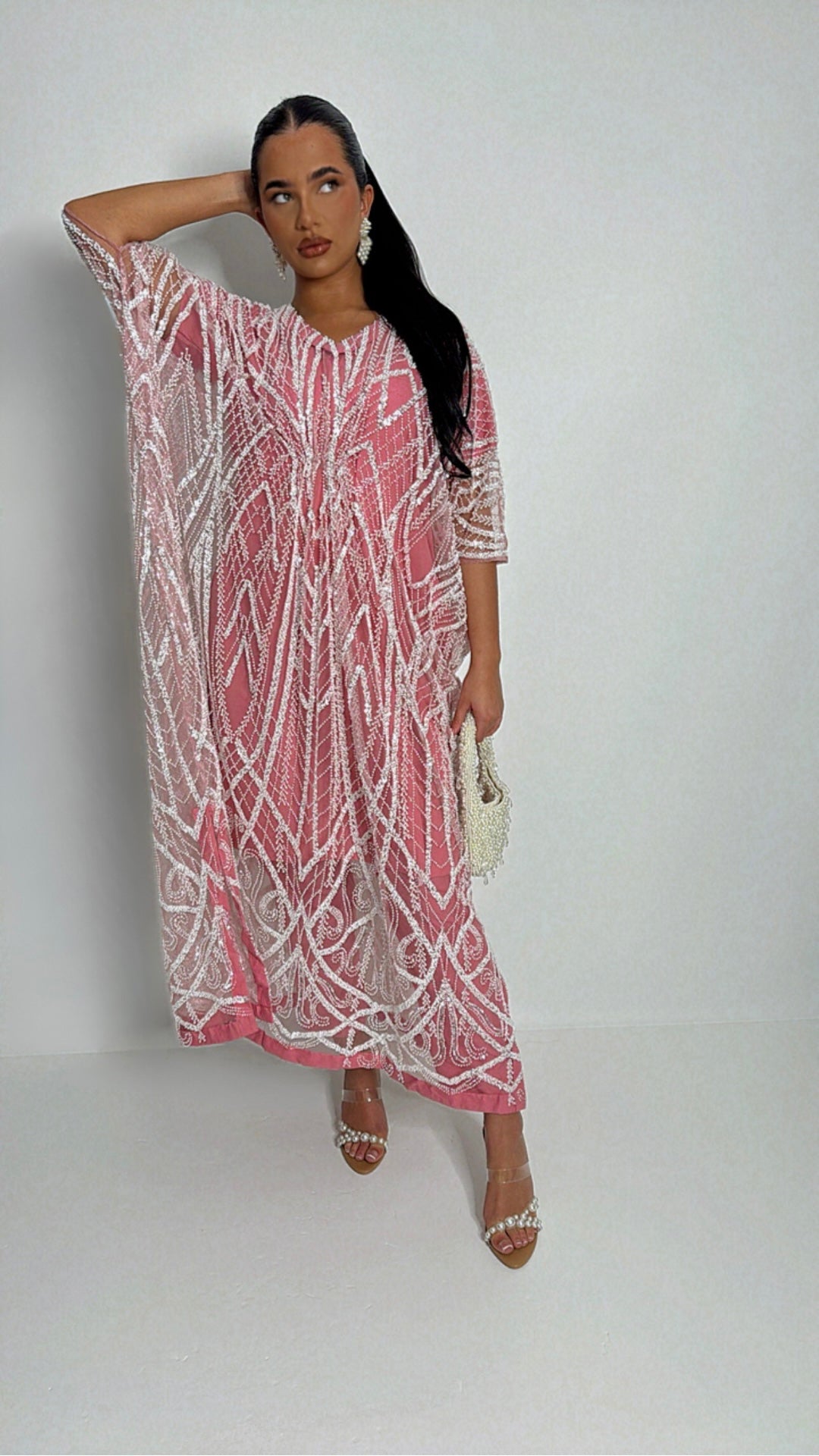 Ameera – Pink Embellished Kaftan Dress