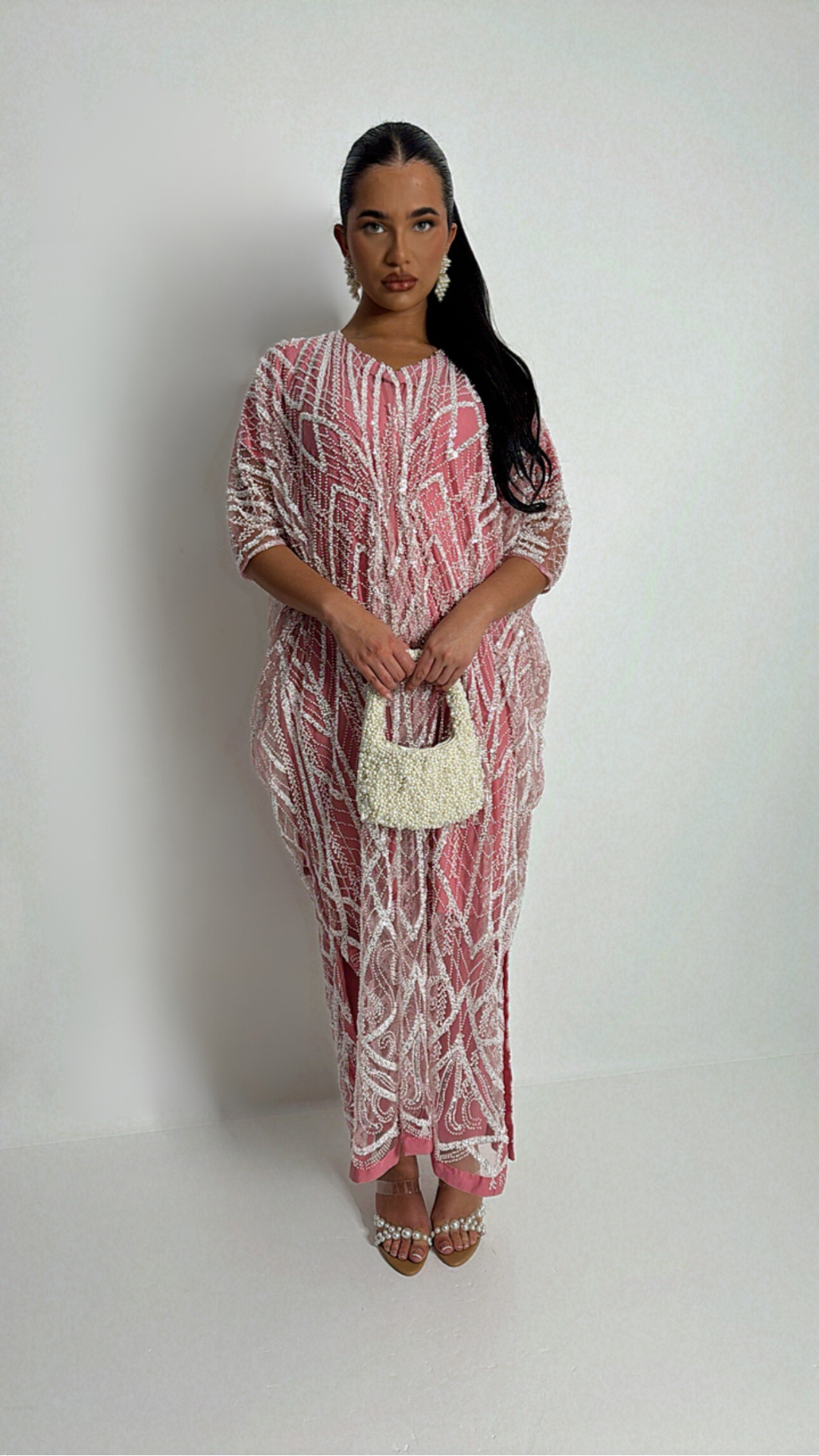 Ameera – Pink Embellished Kaftan Dress